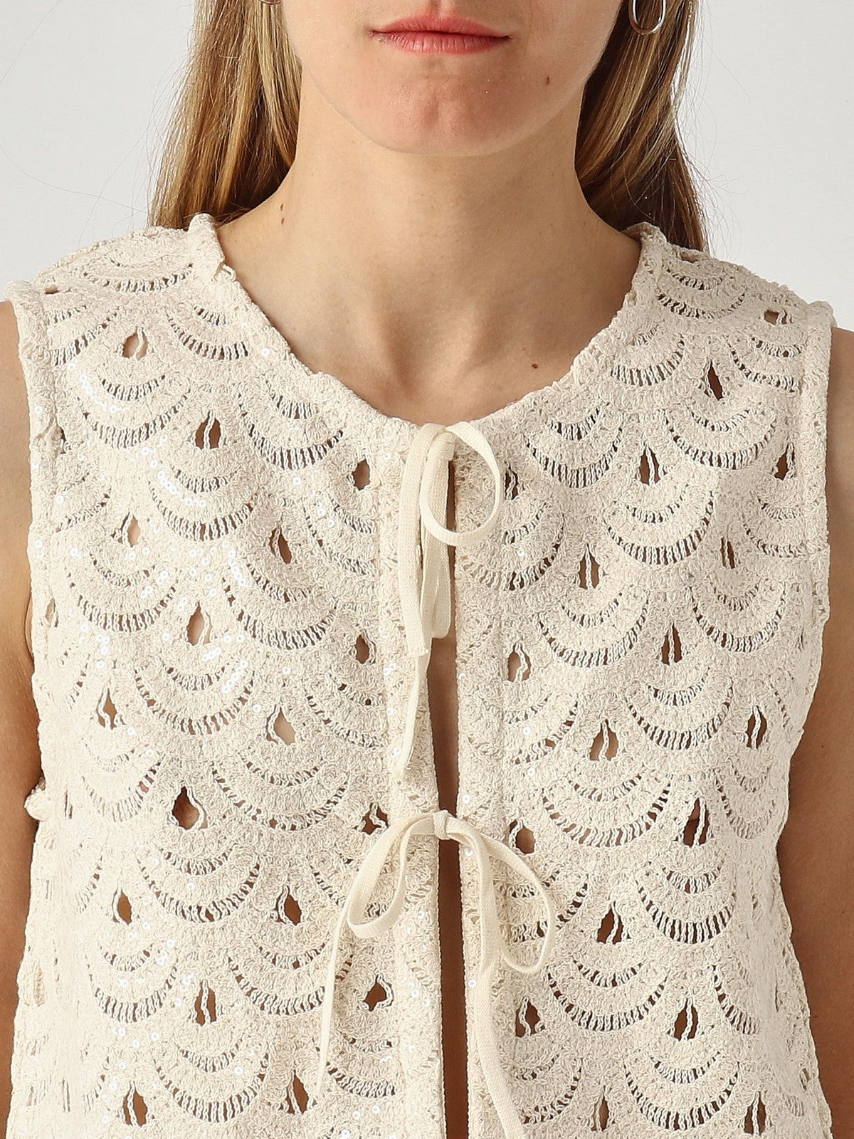 MC2 SAINT BARTH Gilet Donna VELMA 01719L CROCHET SHELL PAILLETTES 10