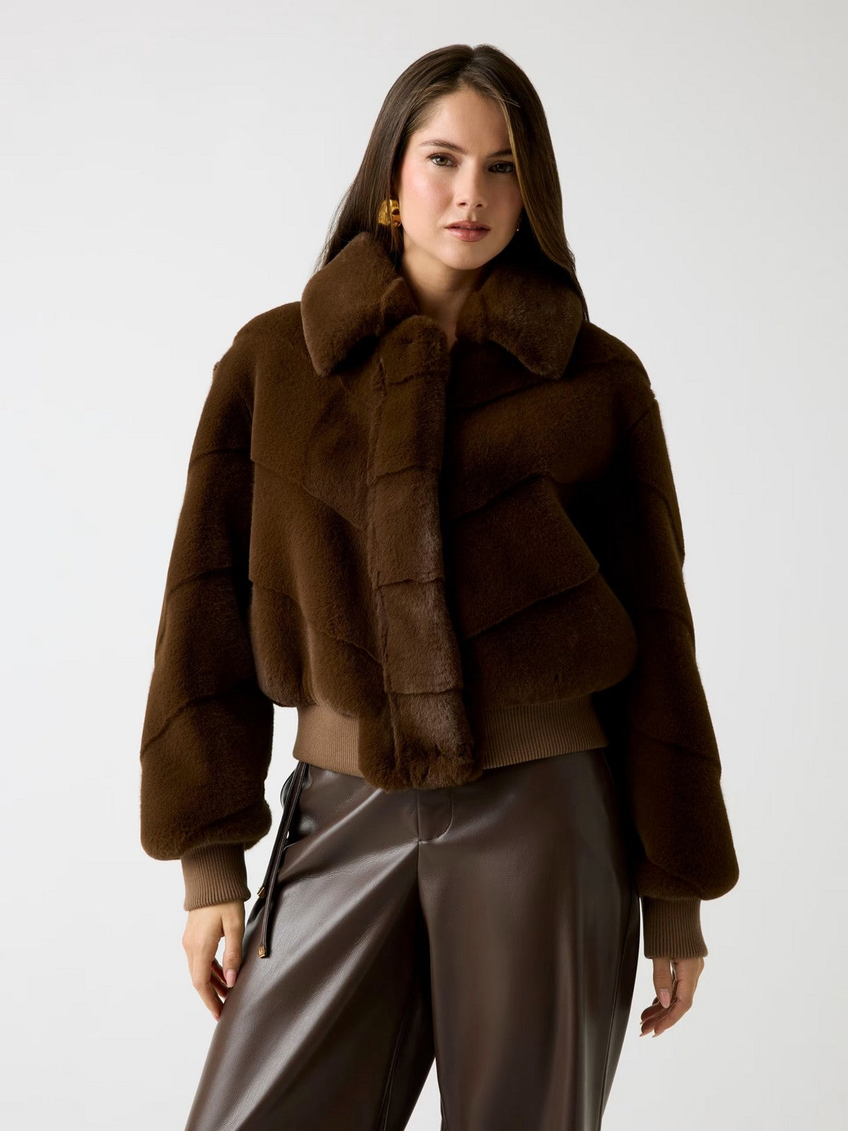 MARCIANO Pelliccia Donna MAYA FAUX FUR JACKET 5BGL11 7375A F1AQ CHOCOLATE BROWNIE MU
