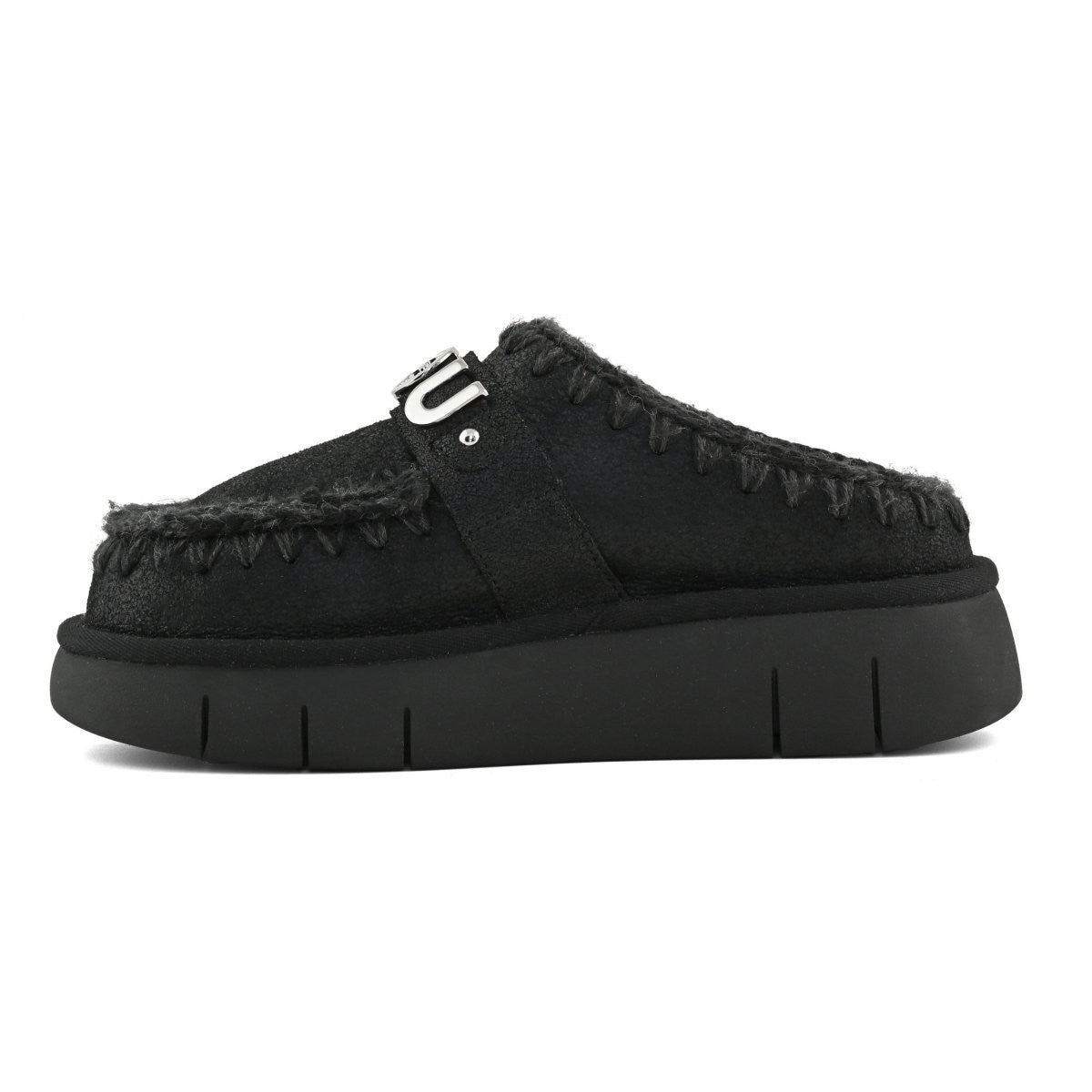 MOU Ciabatta Donna Bounce clog special leather - MU.FW531001B CBKG Cracked Black