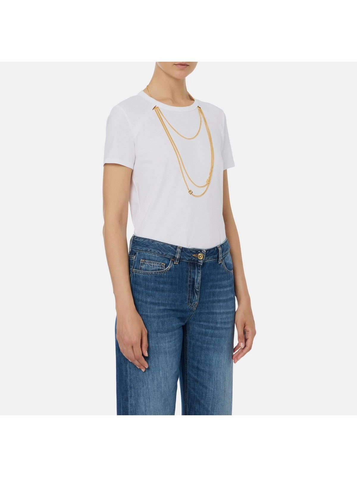 ELISABETTA FRANCHI T-shirt Donna MA00956E2 270 GESSO gioboutiqueweb