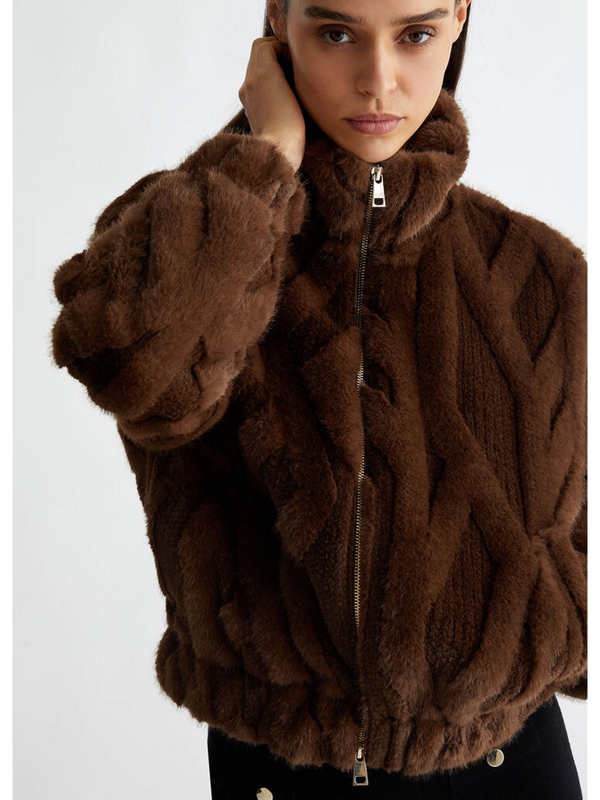 LIU JO WHITE Pelliccia Donna WF4223E0946 X0640 Marrone gioboutiqueweb