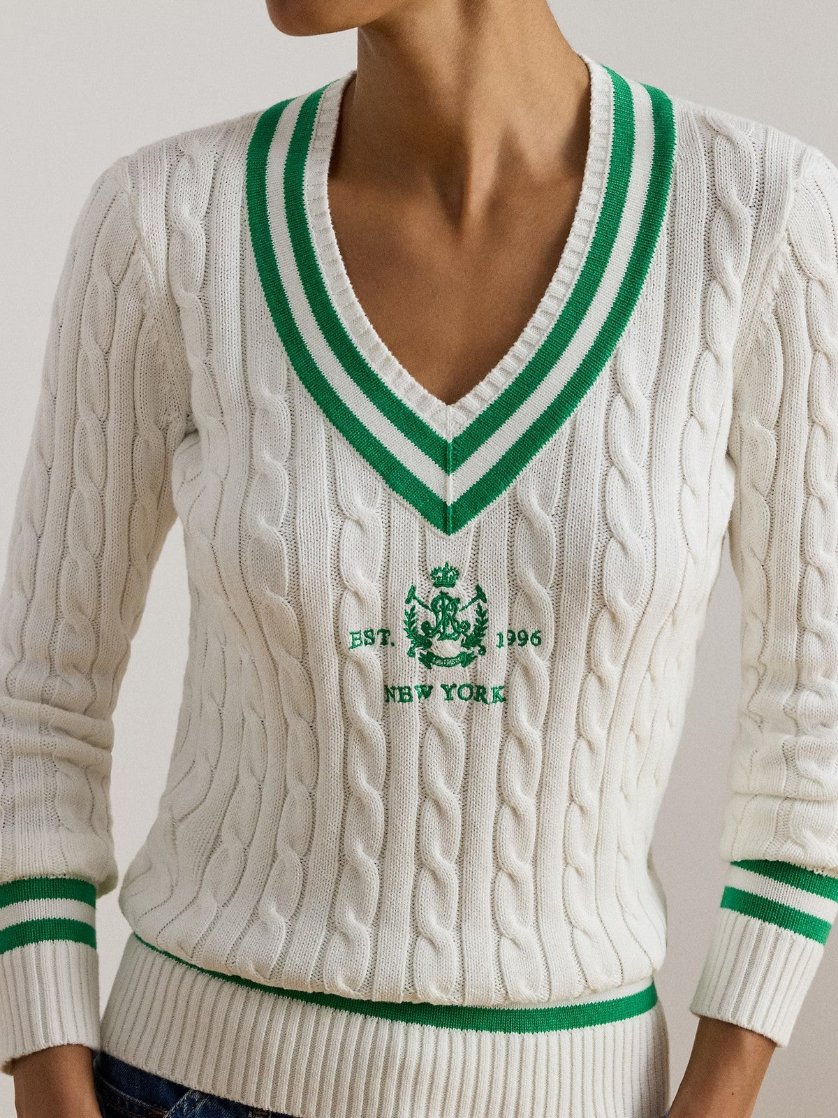 LAUREN RALPH LAUREN Jersey de Mujer MEREN-MANGA LARGA-PULLOVER 200P07026 001 BLANCO/STEM