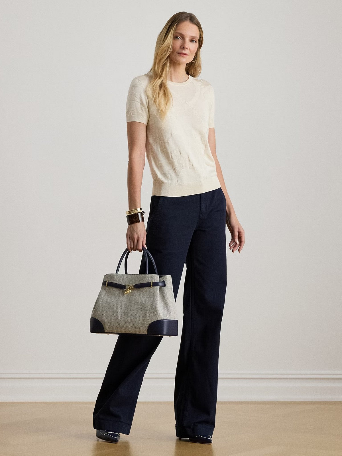 LAUREN RALPH LAUREN Maglia Donna EYELAH-SHORT SLEEVE-PULLOVER 200P03475 001 MASCARPONE CREAM