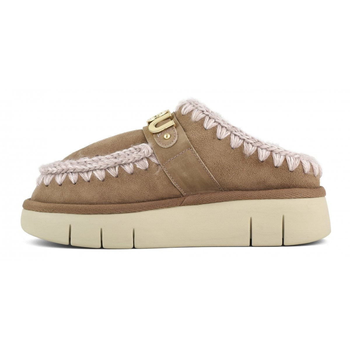 MOU Ciabatta Donna Bounce clog metal logo MU.FW531001A PKBRO Pink Brown