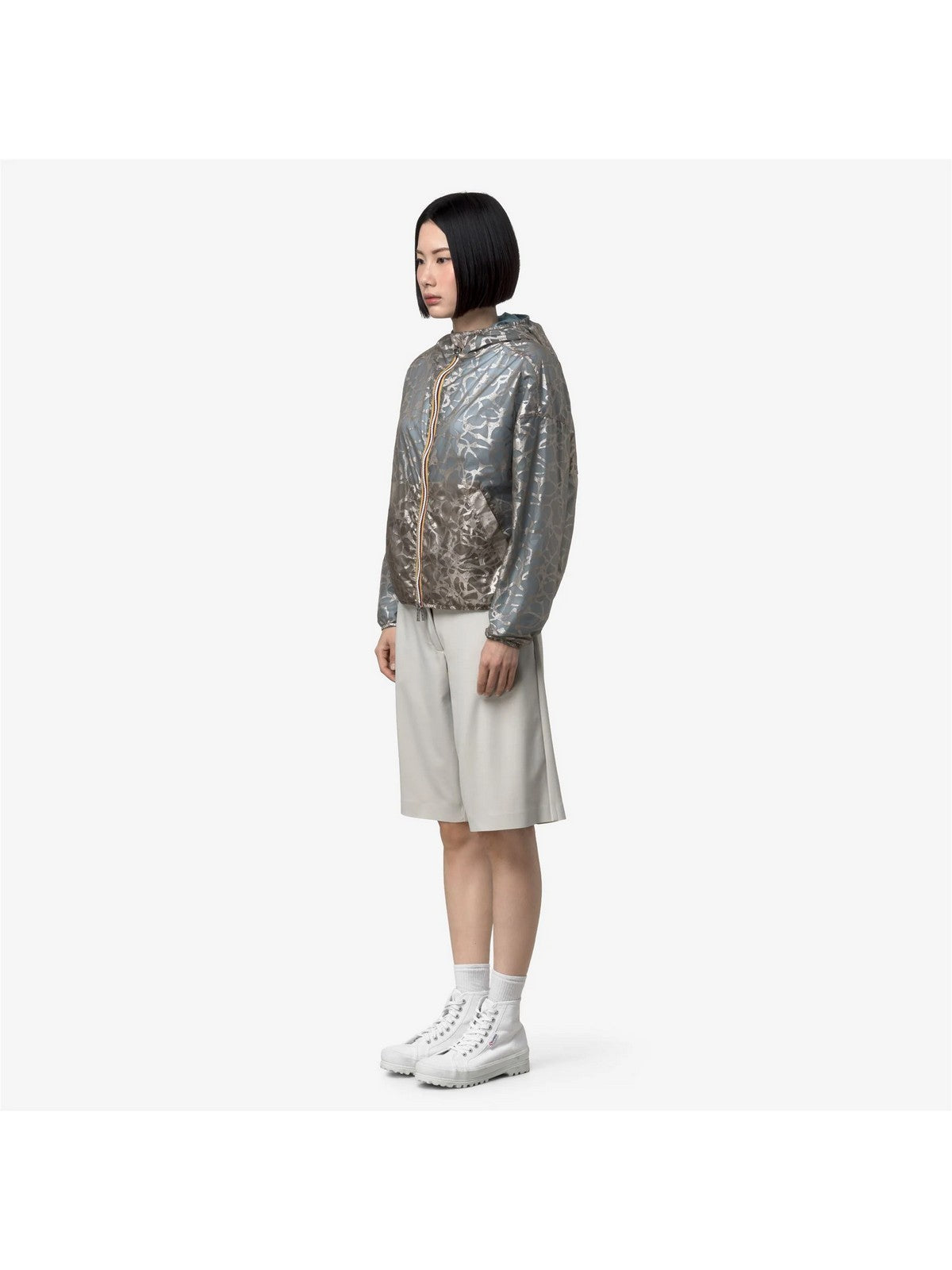 K-WAY Giubbino Donna LAURETTE SUPER LIGHT LAMI DOUB K7137JW C0R Beige-Blue Laminated
