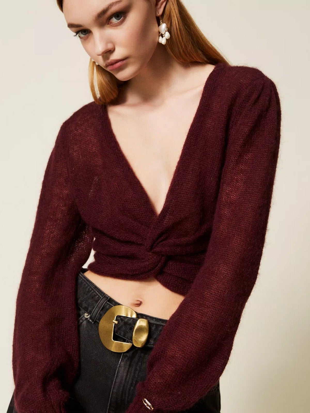 TWINSET Maglia Donna LIGHT MIX MOHAIR STITCHES 252TP3525 05609 WINETASTING