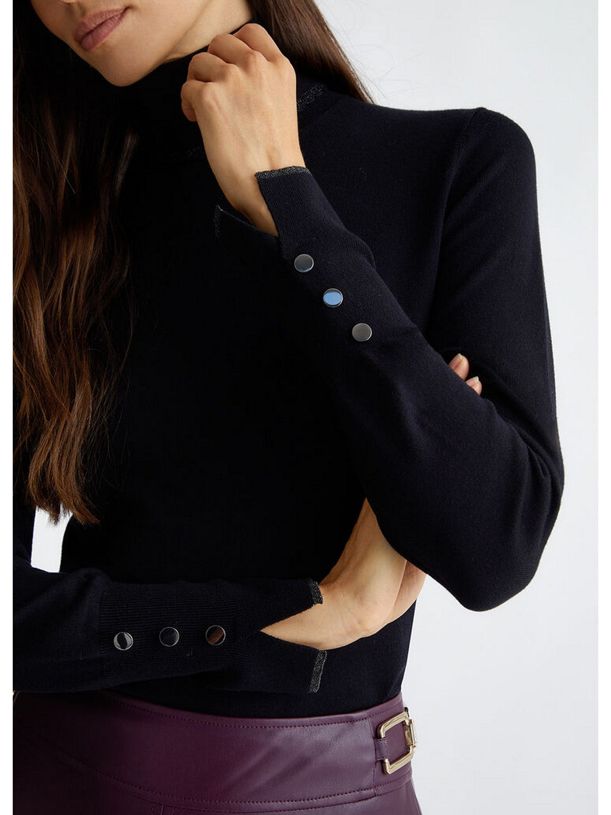 LIU JO WHITE Maglione dolcevita Donna WF4008MS49I 22222 Nero gioboutiqueweb