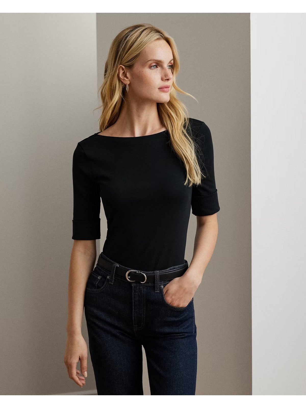 LAUREN RALPH LAUREN Maglia Donna JUDY-ELBOW SLEEVE-KNIT 200654963 001 POLO BLACK