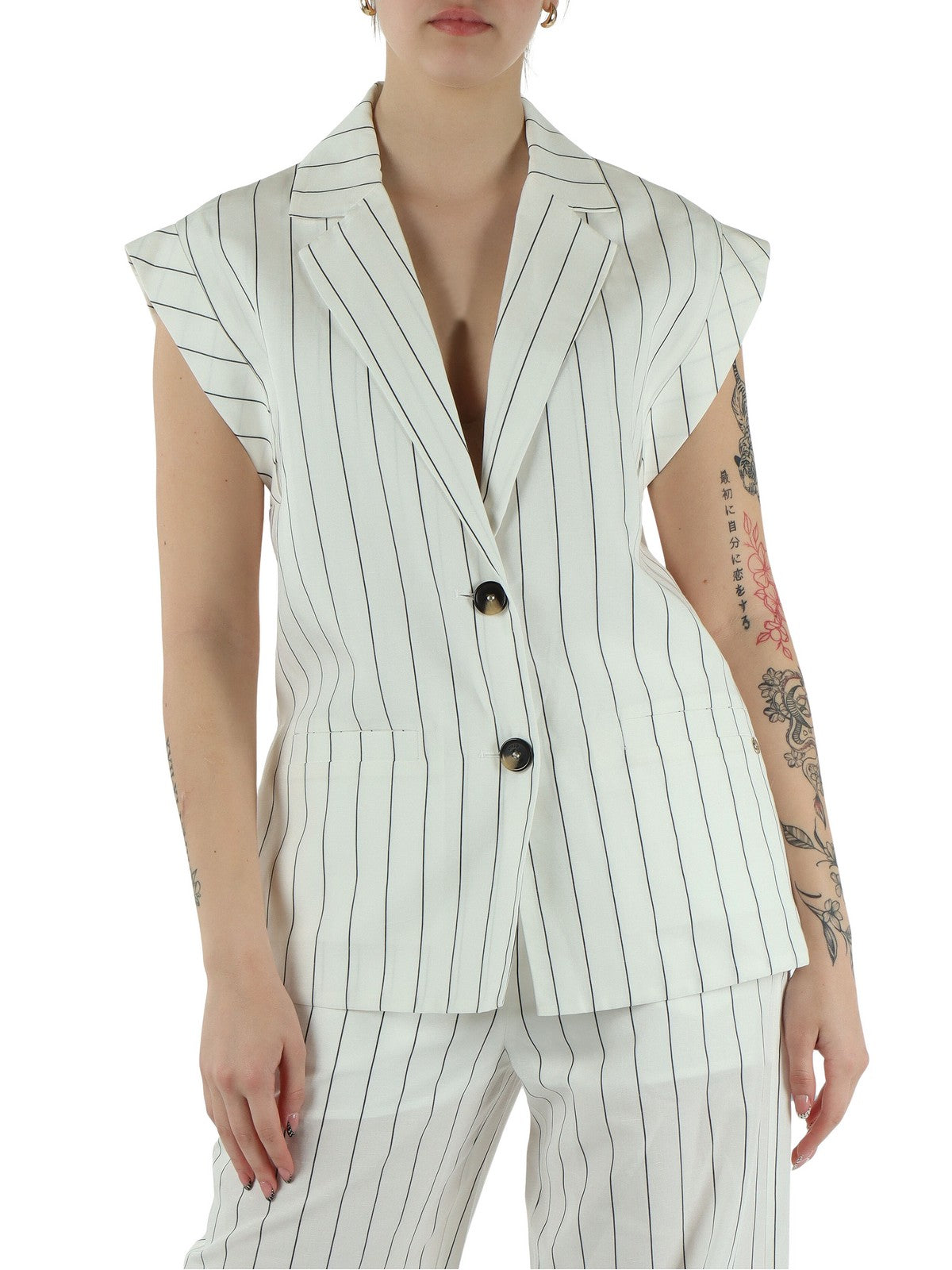LIU JO WHITE Gilet Donna WA6369T4818 03Q45 BIANCO LANA/NERO