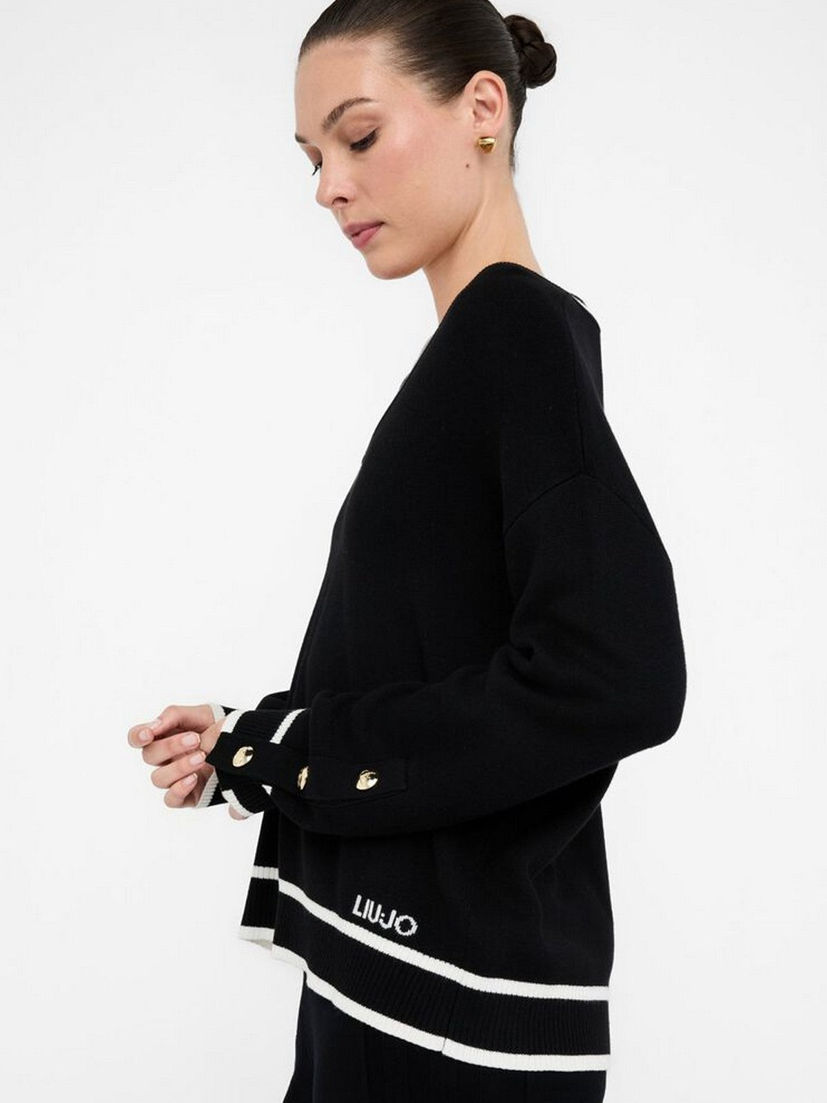 LIU JO SPORT Maglione Donna TF5229MS59L 03N66 Nero/bianco latte