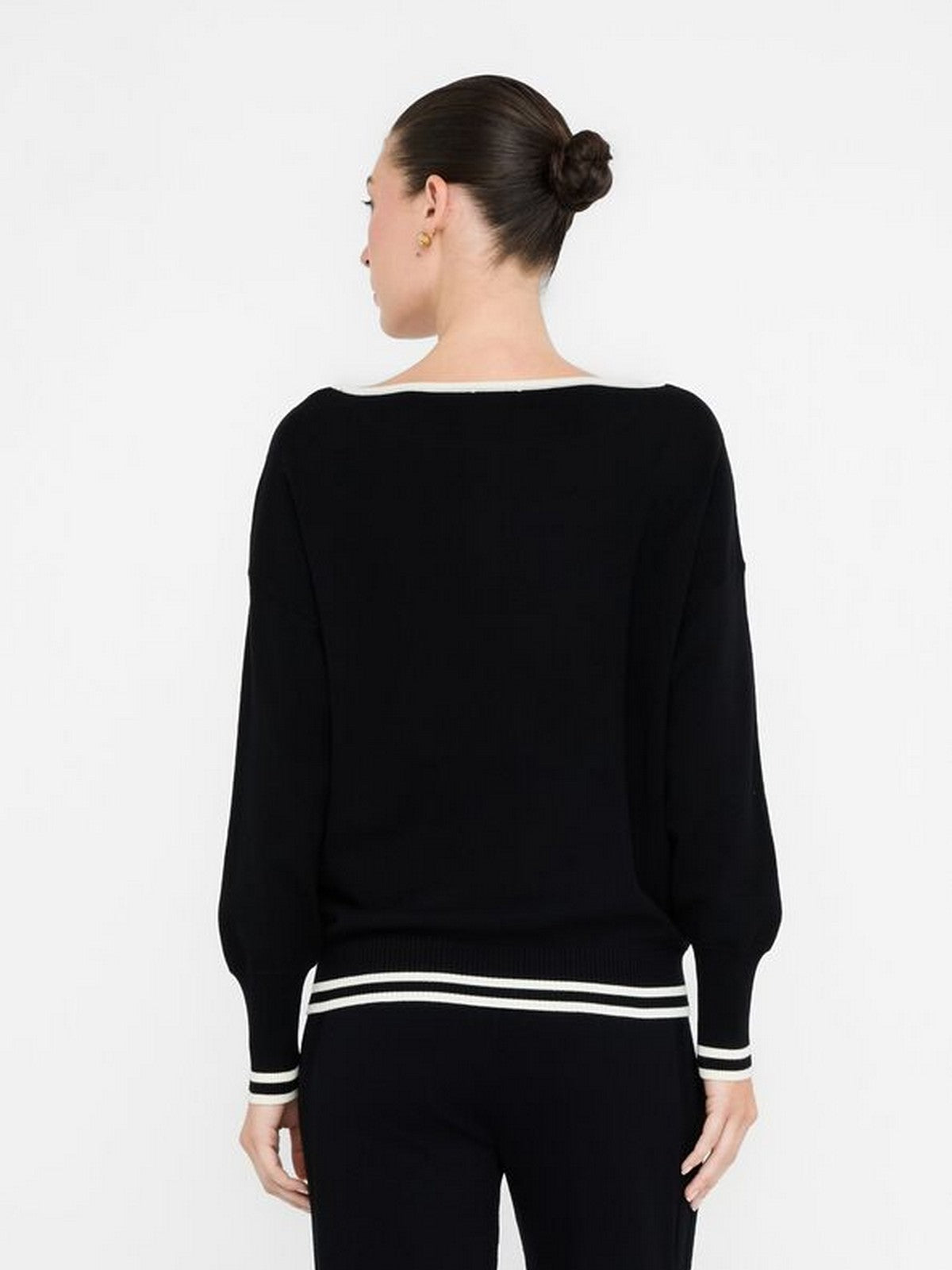 LIU JO SPORT Maglione Donna TF5206MS63L 03N66 Nero/bianco latte