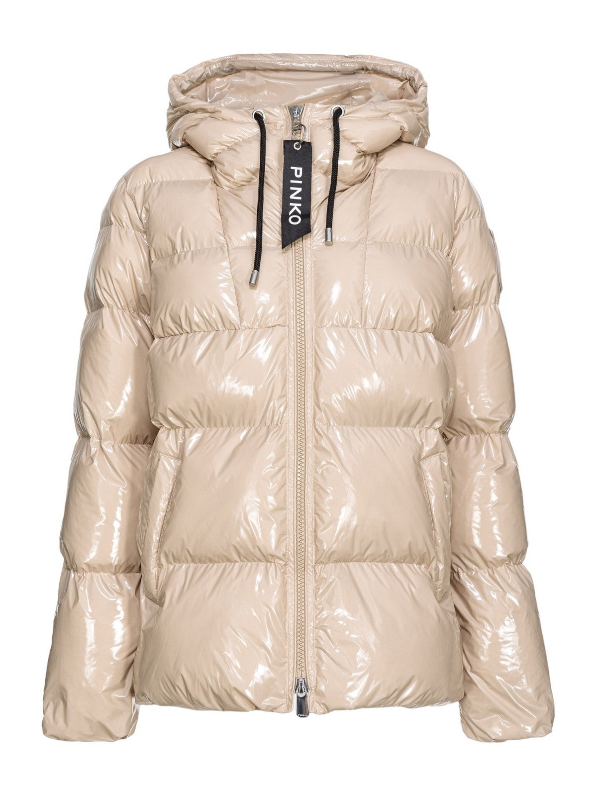 PINKO Piumino Donna Eleodoro Caban Crystal Nylon C 101597-A11K D05 Beige gioboutiqueweb