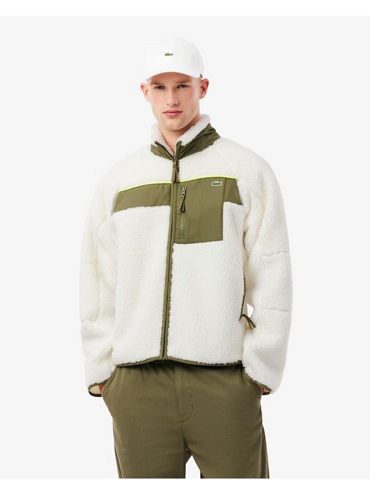 LACOSTE Giubbino Uomo BH5908 A6I White/Khaki Green