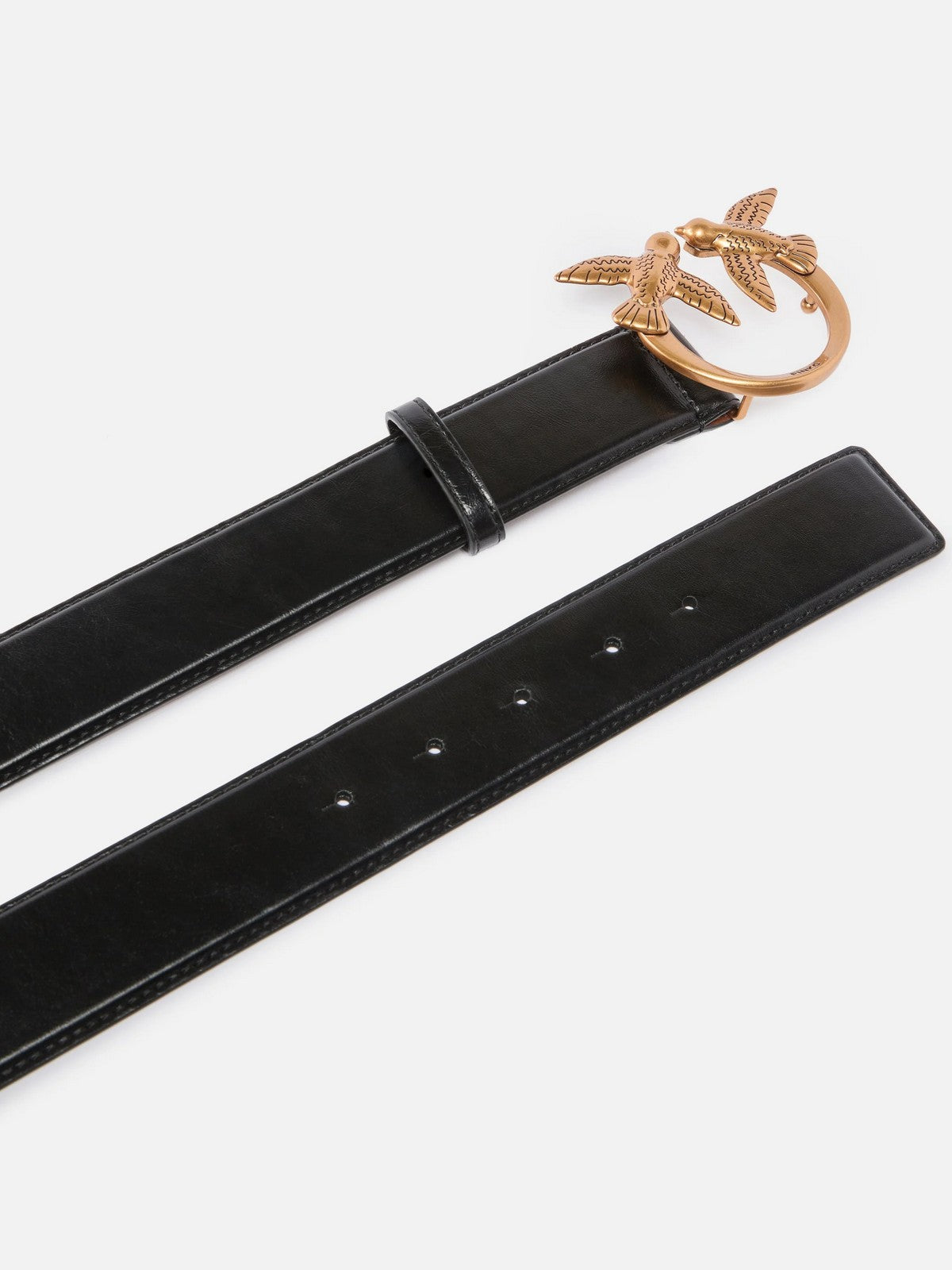 PINKO Cintura Donna LOVE BERRY H4 BELT.LOW VITELLO 100120-A31J ZL2Q NERO/CUOIO-ANTIQUE GOLD
