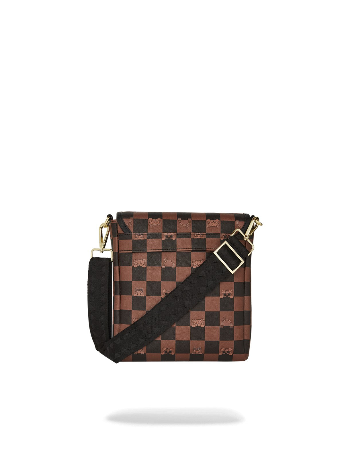 SPRAYGROUND Tracolla Uomo PEEKING CHARACTER CHECK MESSENGER SLING 910B7505NSZ Marrone gioboutiqueweb