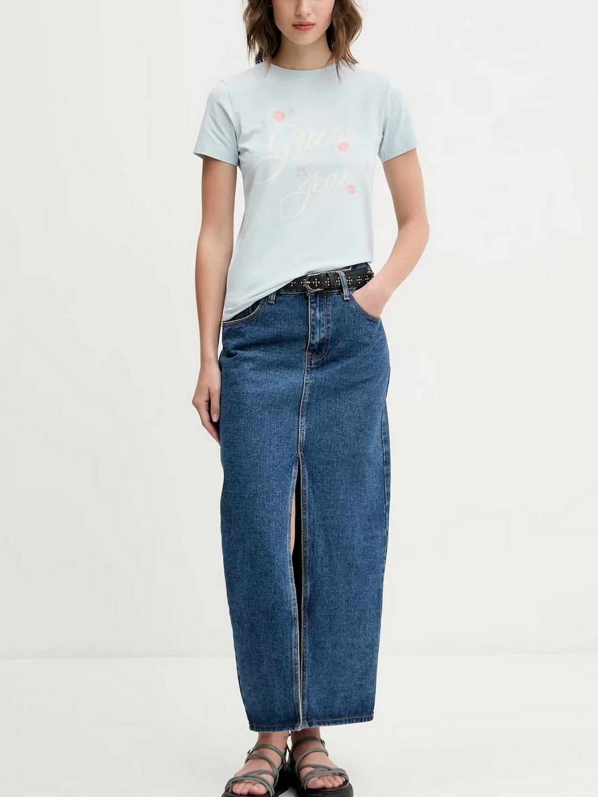 GUESS T-shirt Donna GJ SS SLIM FLOWER TEE W5GI24 J1314 G7O7 AZURE LAGUNA gioboutiqueweb