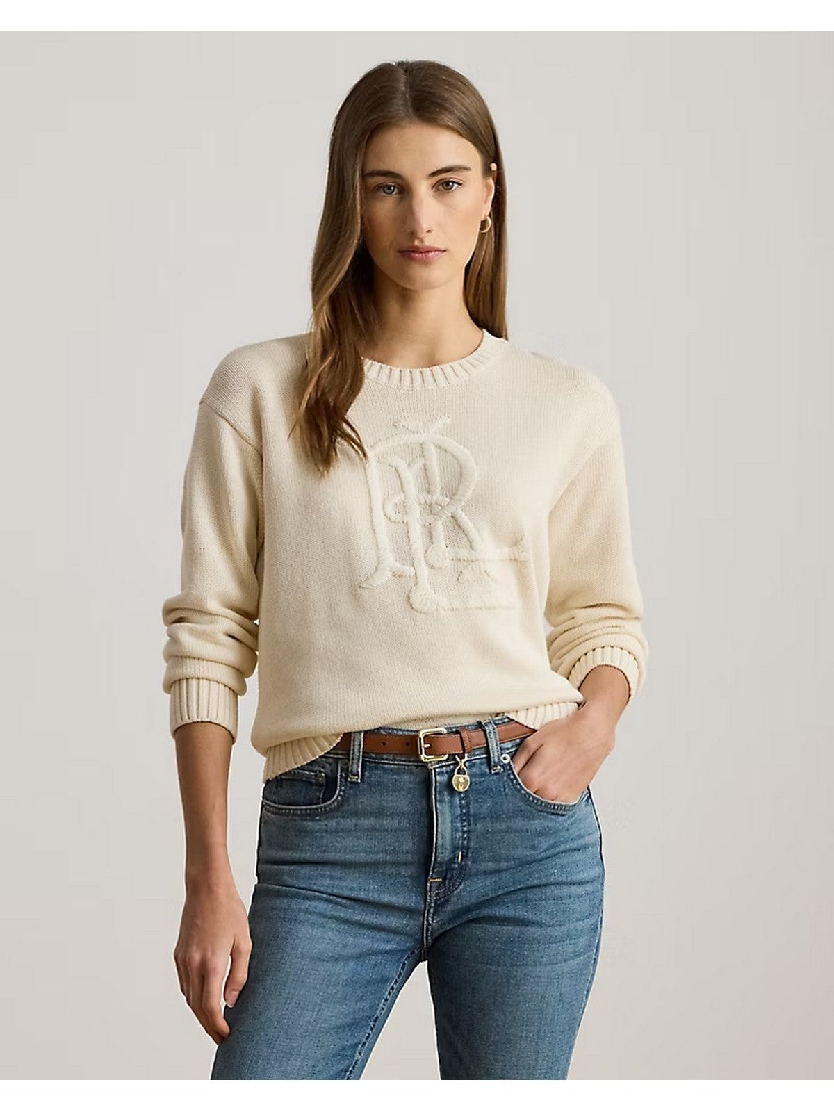 LAUREN RALPH LAUREN Maglione Donna RIEDNEE-LONG SLEEVE-PULLOVER 200979653 001 MASCARPONE CREAM