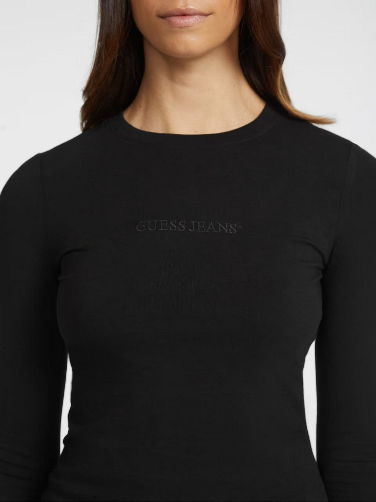 Guess T-shirts and pole Woman GJ LS CN Slim Emb Tee W4YI22 J1314 JBLK BLACK