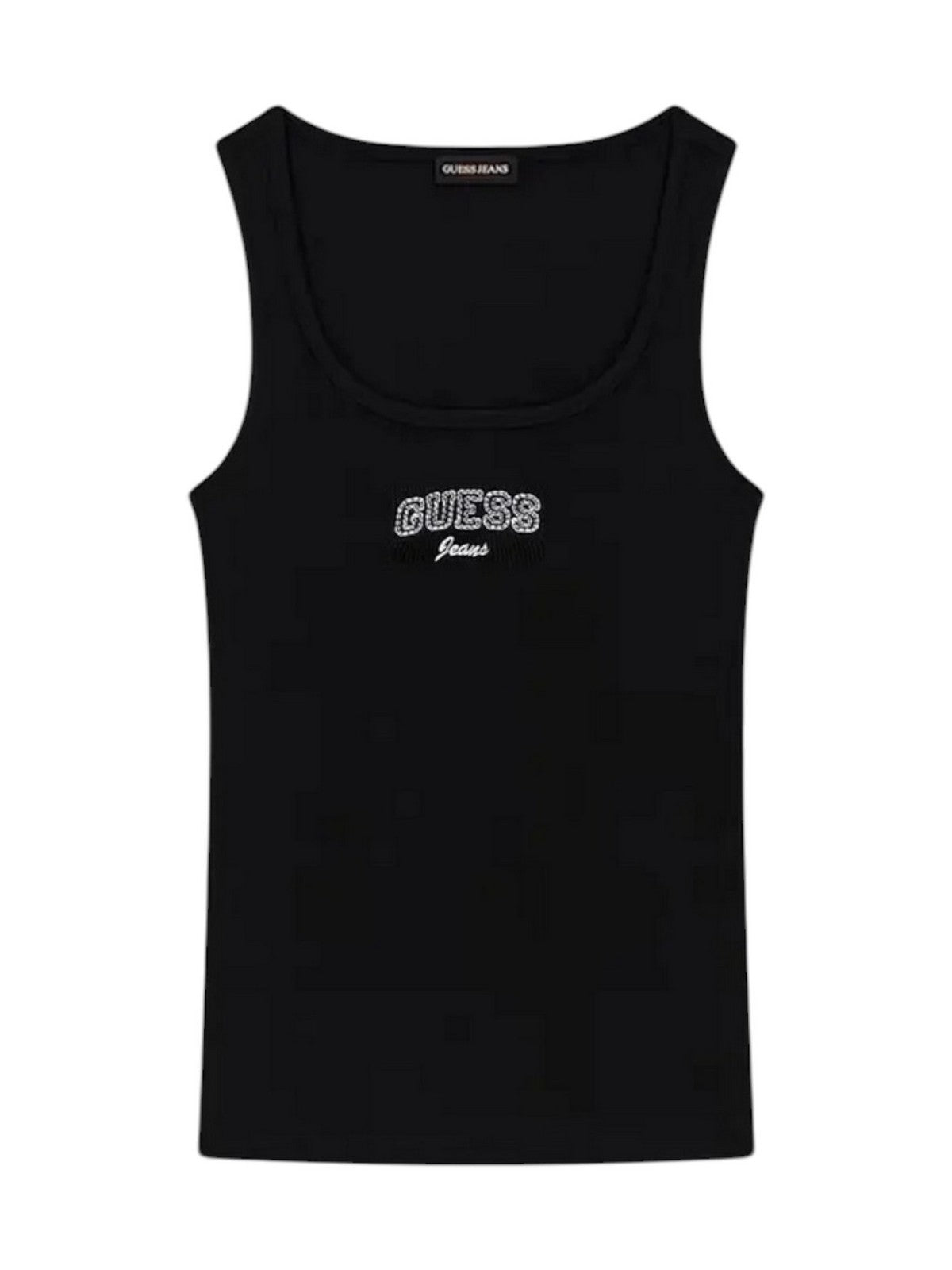 GUESS Canotta Donna GJ TANK TOP SLIM RIB EMBRO W6RP20 KA0H1 JBLK Jet Black A996