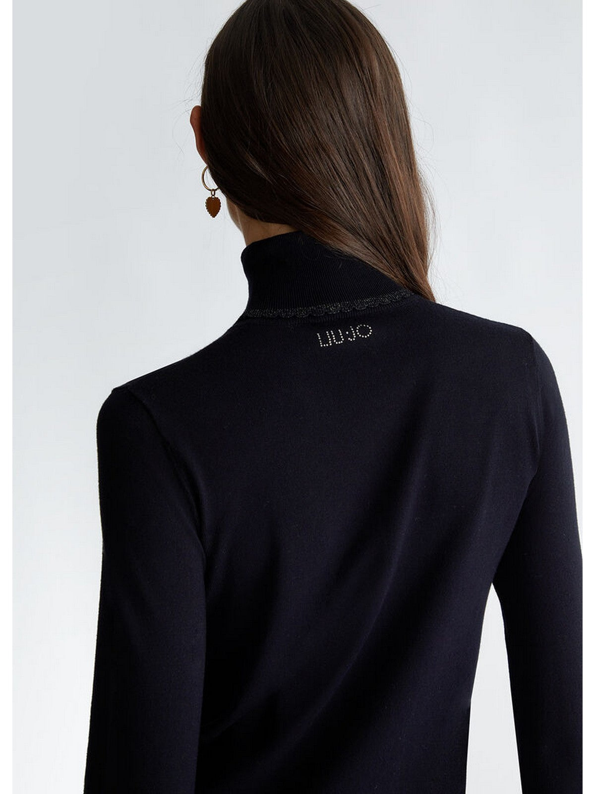 LIU JO WHITE Maglione dolcevita Donna WF4008MS49I 22222 Nero gioboutiqueweb