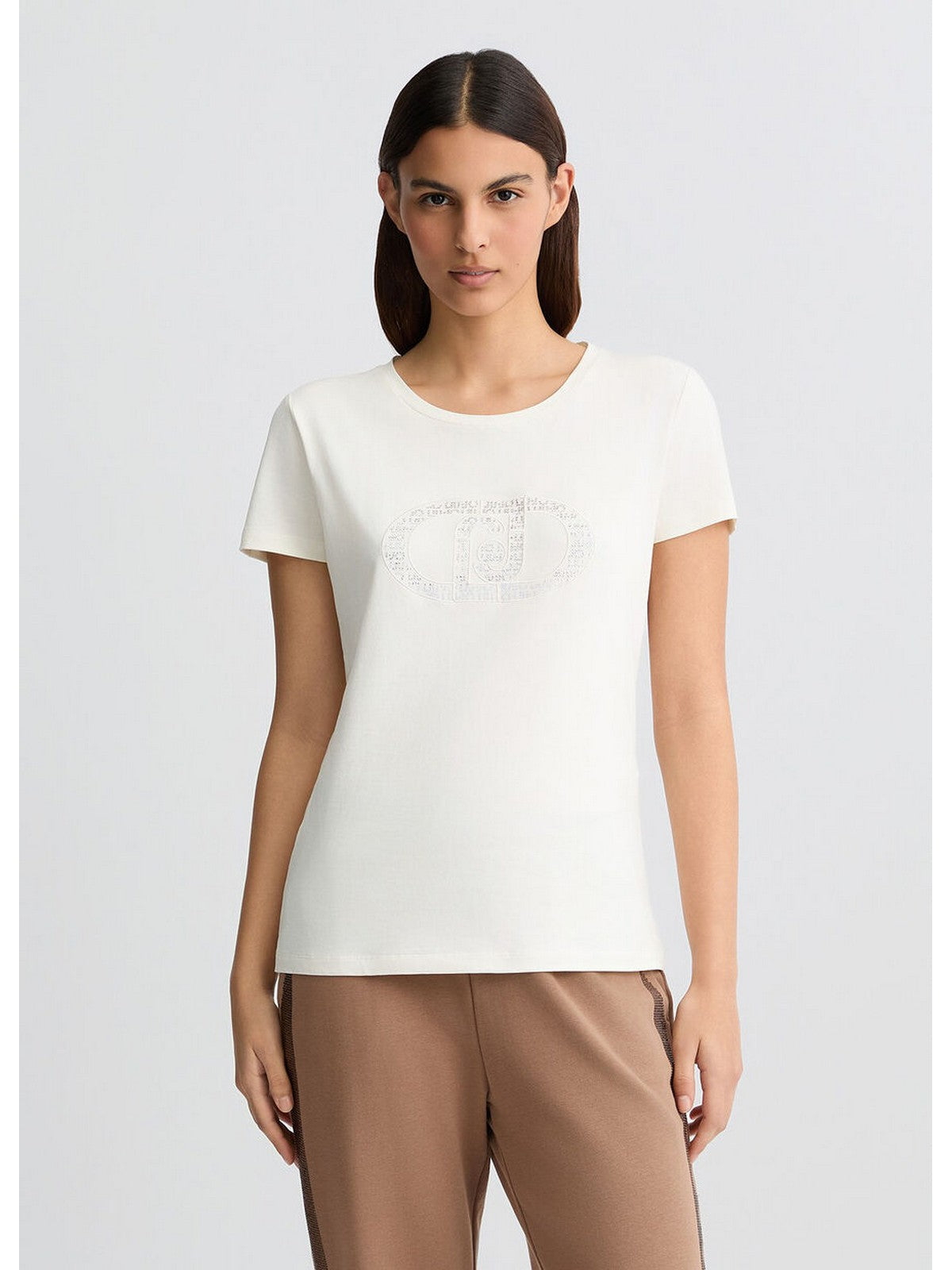 LIU JO SPORT T-shirt Donna TA5173JS003 M9294 White milk/monogram gioboutiqueweb