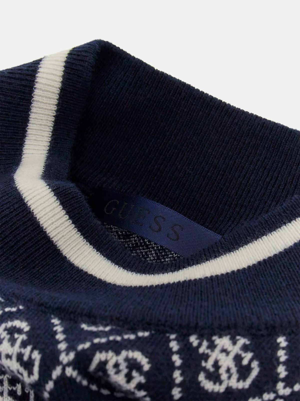 GUESS Maglione Donna LS MOCK NECK AUBREY 4G SWTR W5BR24 Z3JD2 FBDI 4G BLUE AND CREAM