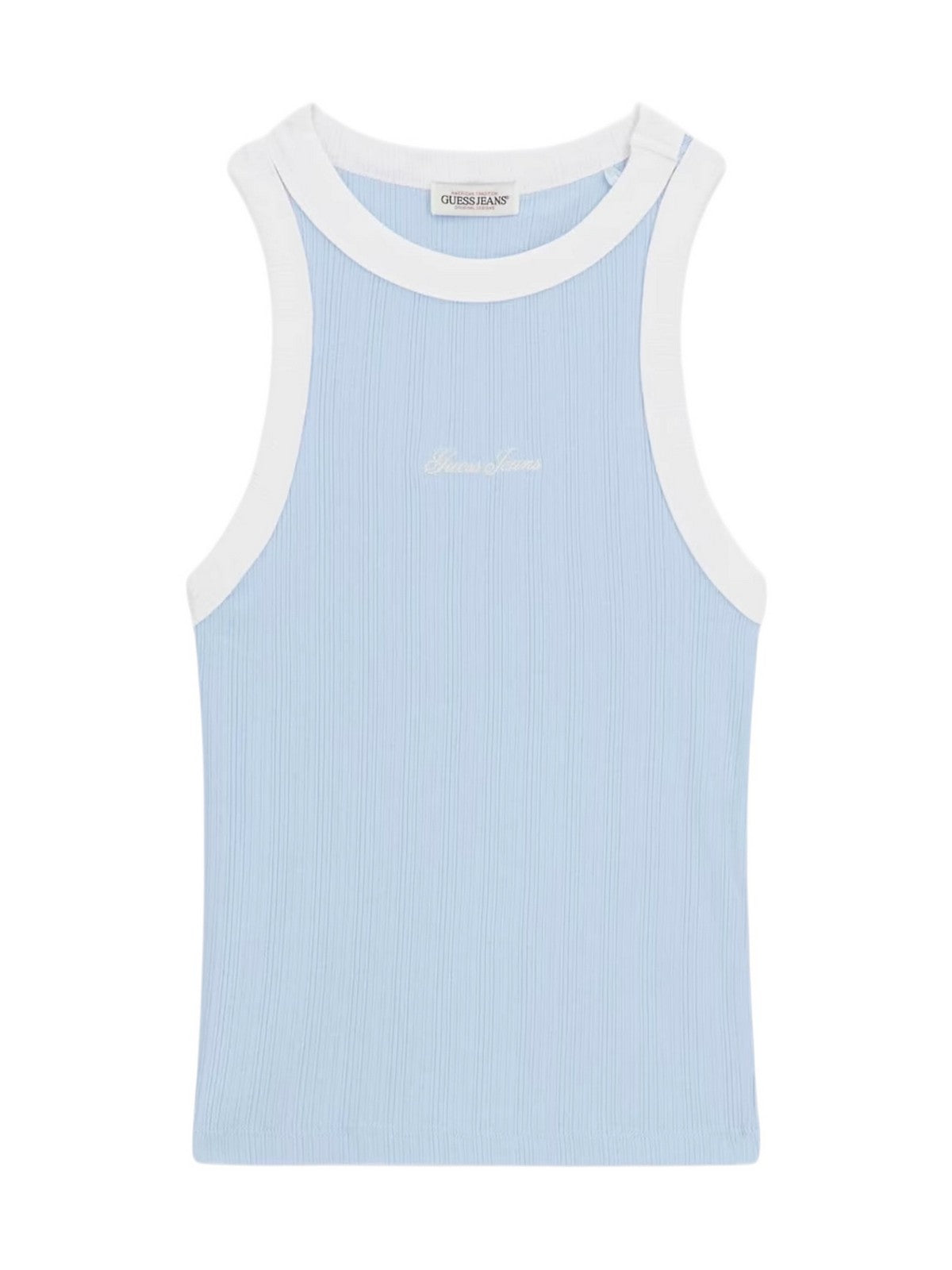 GUESS Top Donna GJ EMBRO RINGER TANK TOP W6GPZ8 KF641 G7K2 FOG BLUE