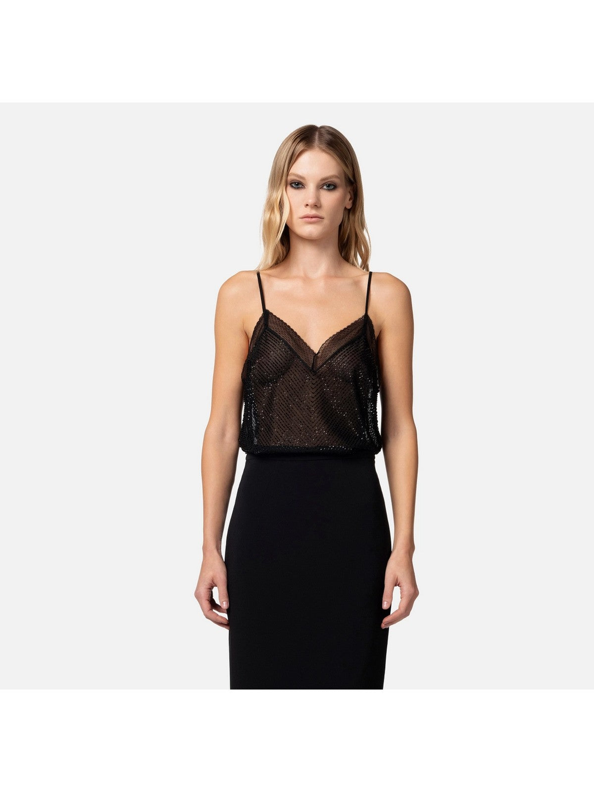 ELISABETTA FRANCHI Top Donna RT06J42E2 110 Nero gioboutiqueweb