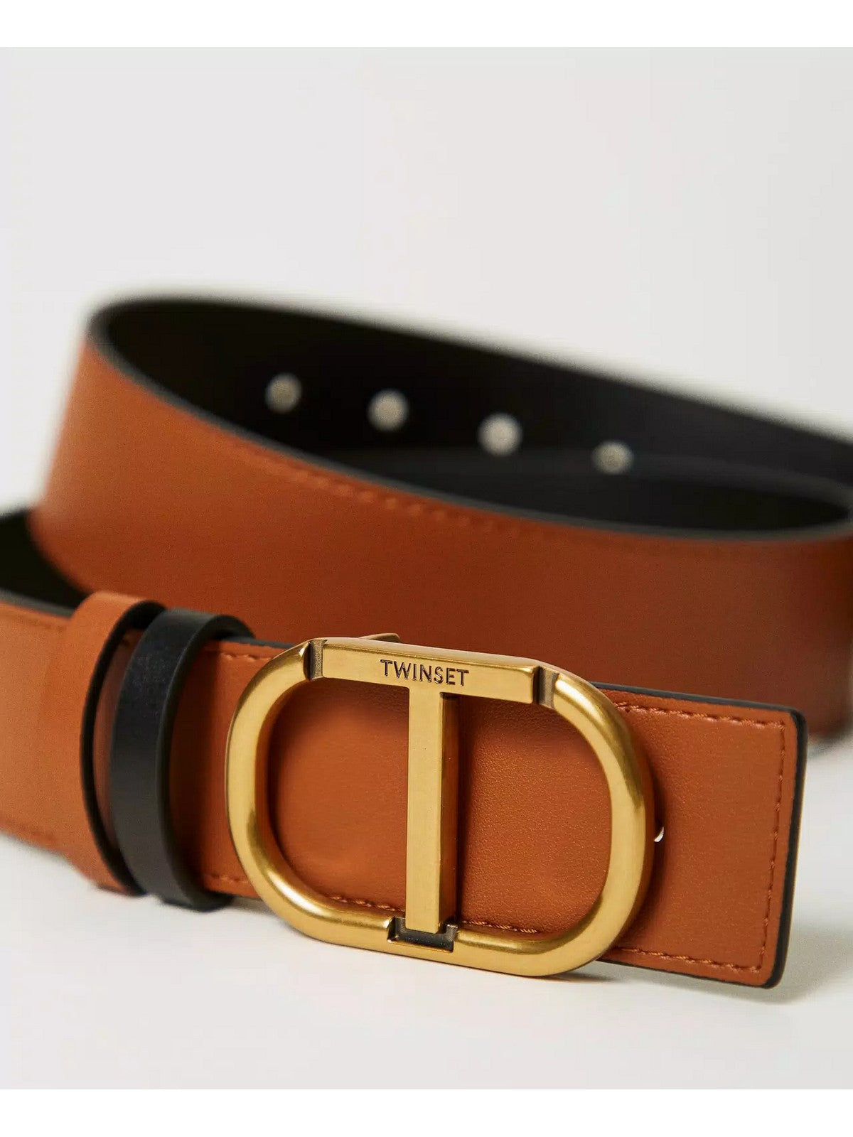 TWINSET Cintura Donna DOUBLE OVAL T BELT LEATHER 242TA4220 02490 Nero gioboutiqueweb