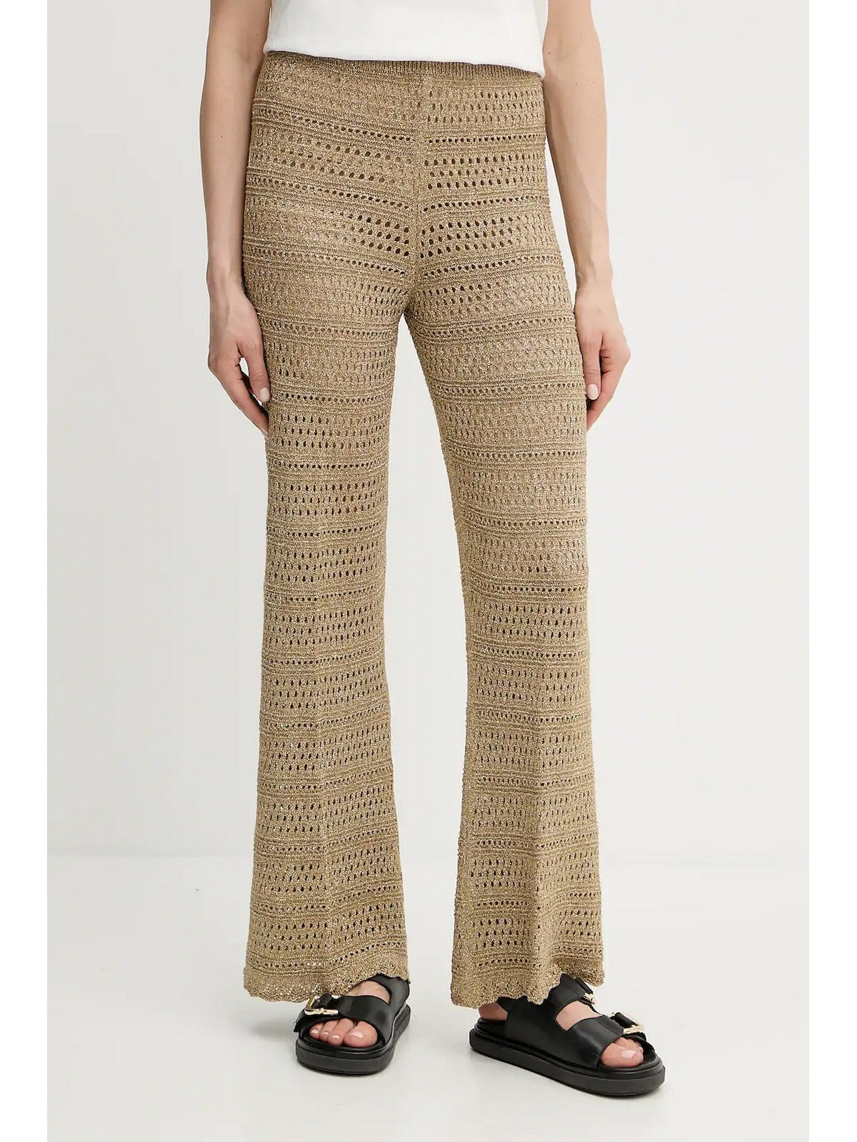 TWINSET Pantalone Donna 251TT3196 12454 GOLDEN GREEN LUREX gioboutiqueweb