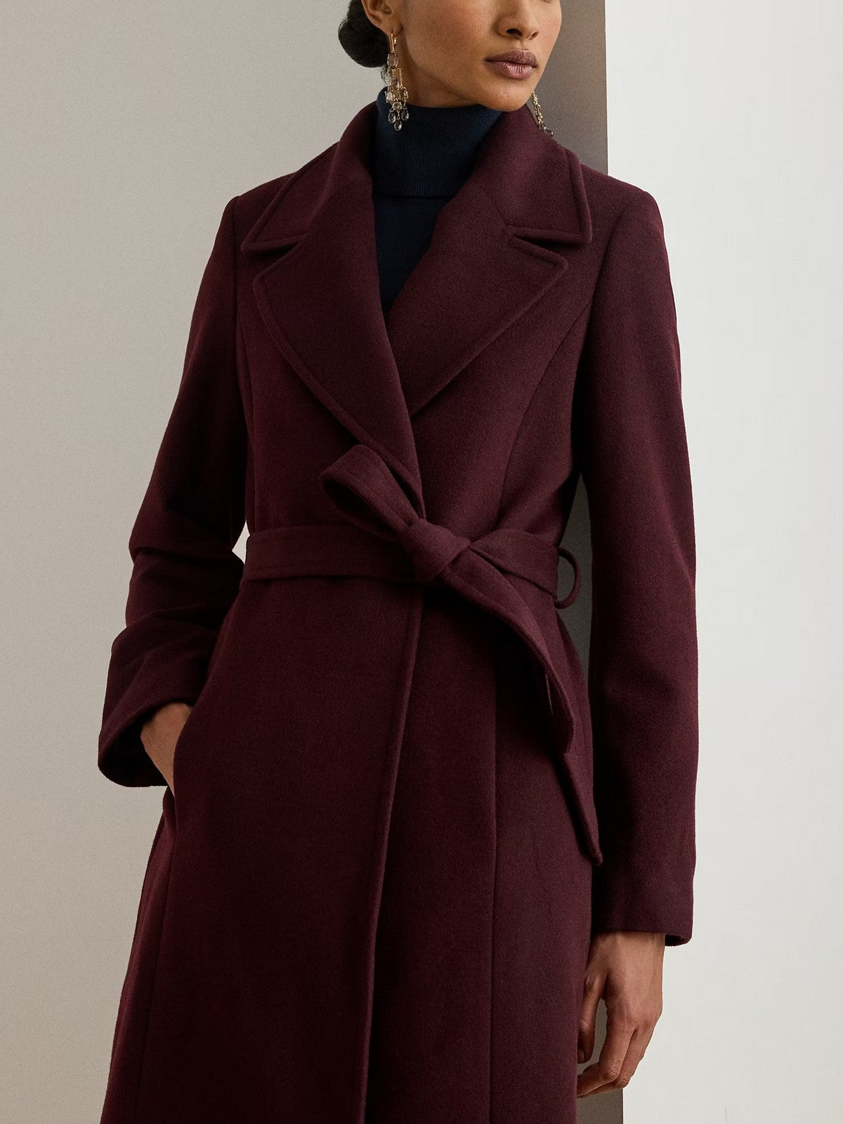 LAUREN RALPH LAUREN Cappotto Donna "WOOL WRP 42""-LINED-COAT" 297962169 005 PINOT NOIR