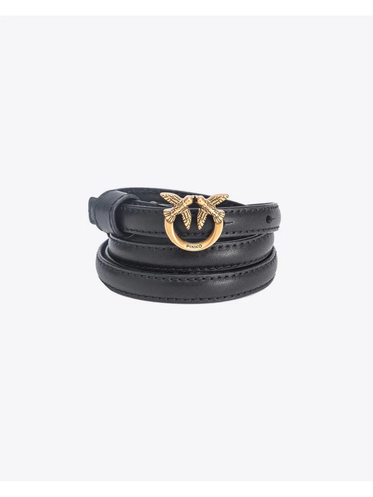 PINKO Cintura Donna Love Berry H1 Belt Vitello Set 102148-A0F1 Z99Q NERO-ANTIQUE GOLD gioboutiqueweb