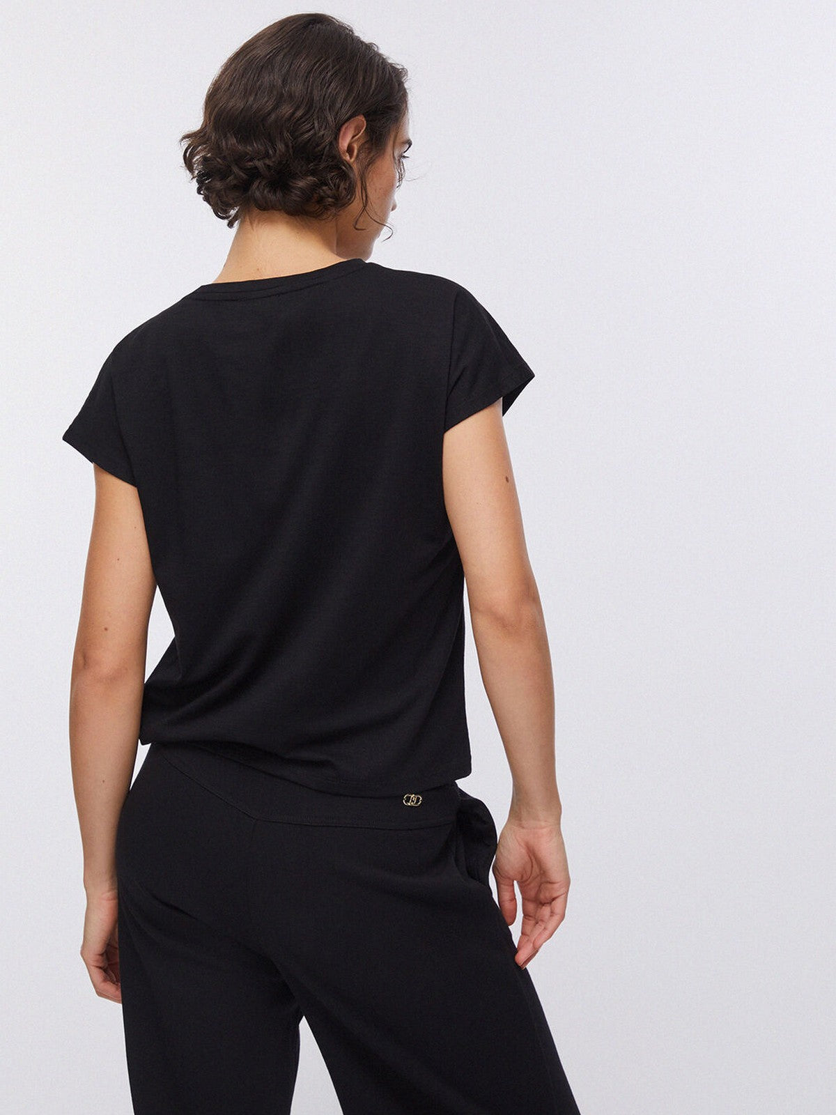 LIU JO SPORT T-shirt Donna TA6164JS870 P9298 Nero/logo strass gioboutiqueweb