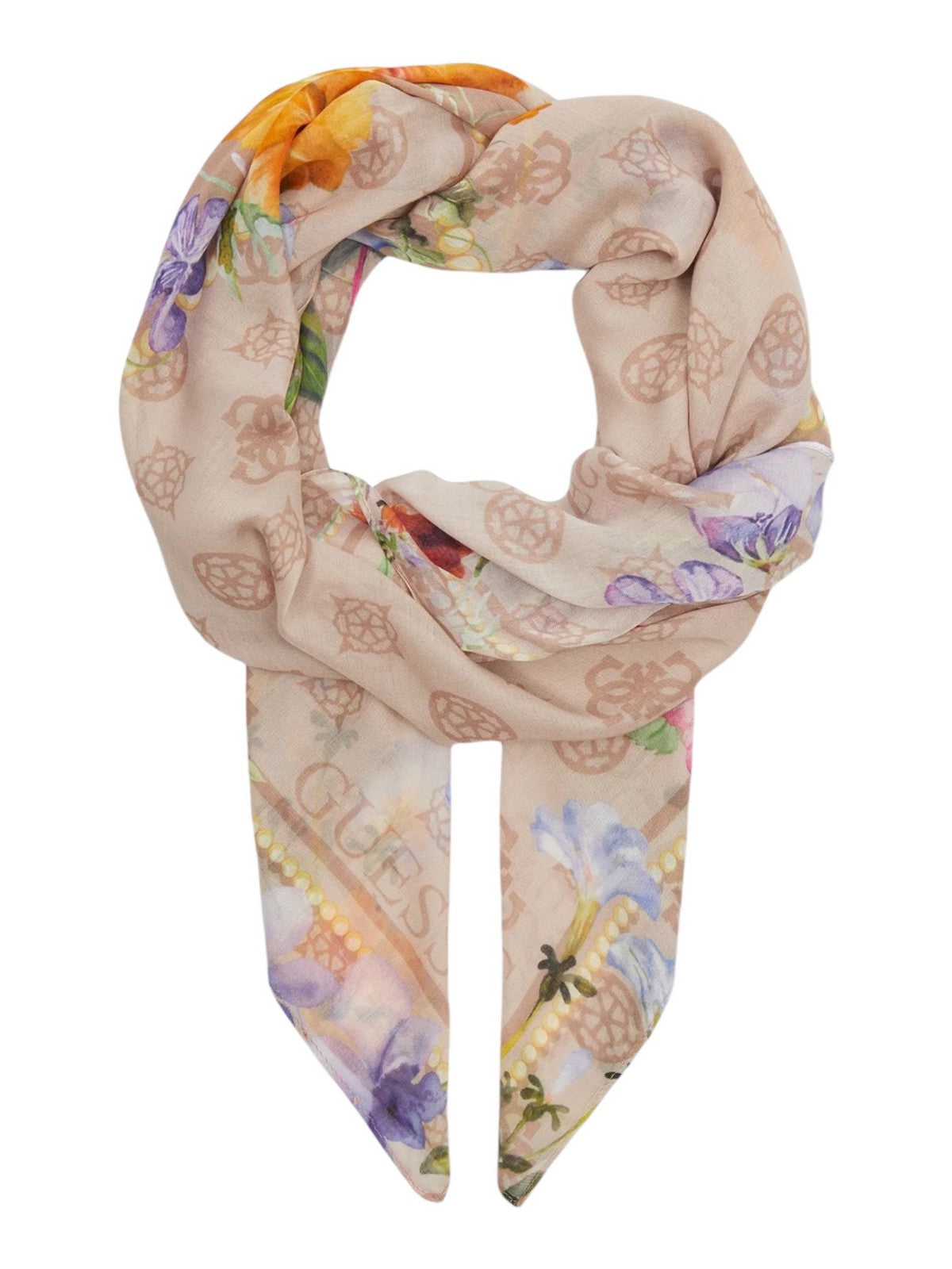 GUESS Foulard Donna Kefiah 130X130 AW9991 COT03 LTE Beige gioboutiqueweb