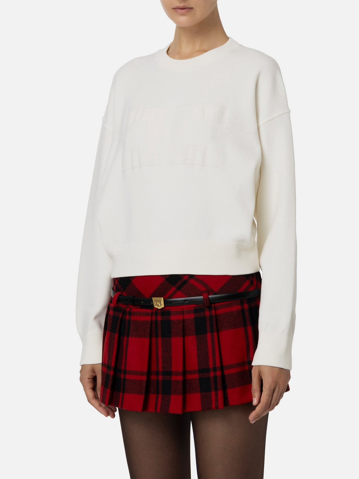 ELISABETTA FRANCHI Felpa Donna MK76Q46E2 360 Avorio gioboutiqueweb