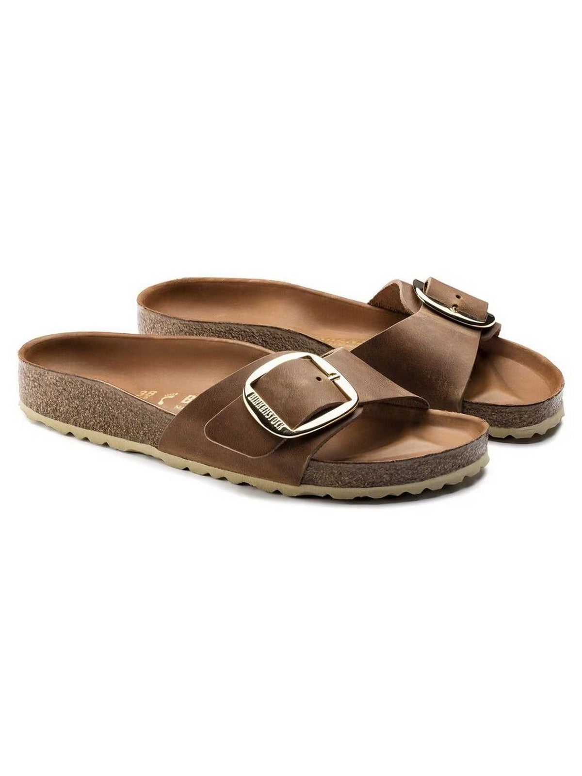 BIRKENSTOCK Sandalo Donna Madrid Big Buckle cognac, Oiled Leather 1006525 Marrone