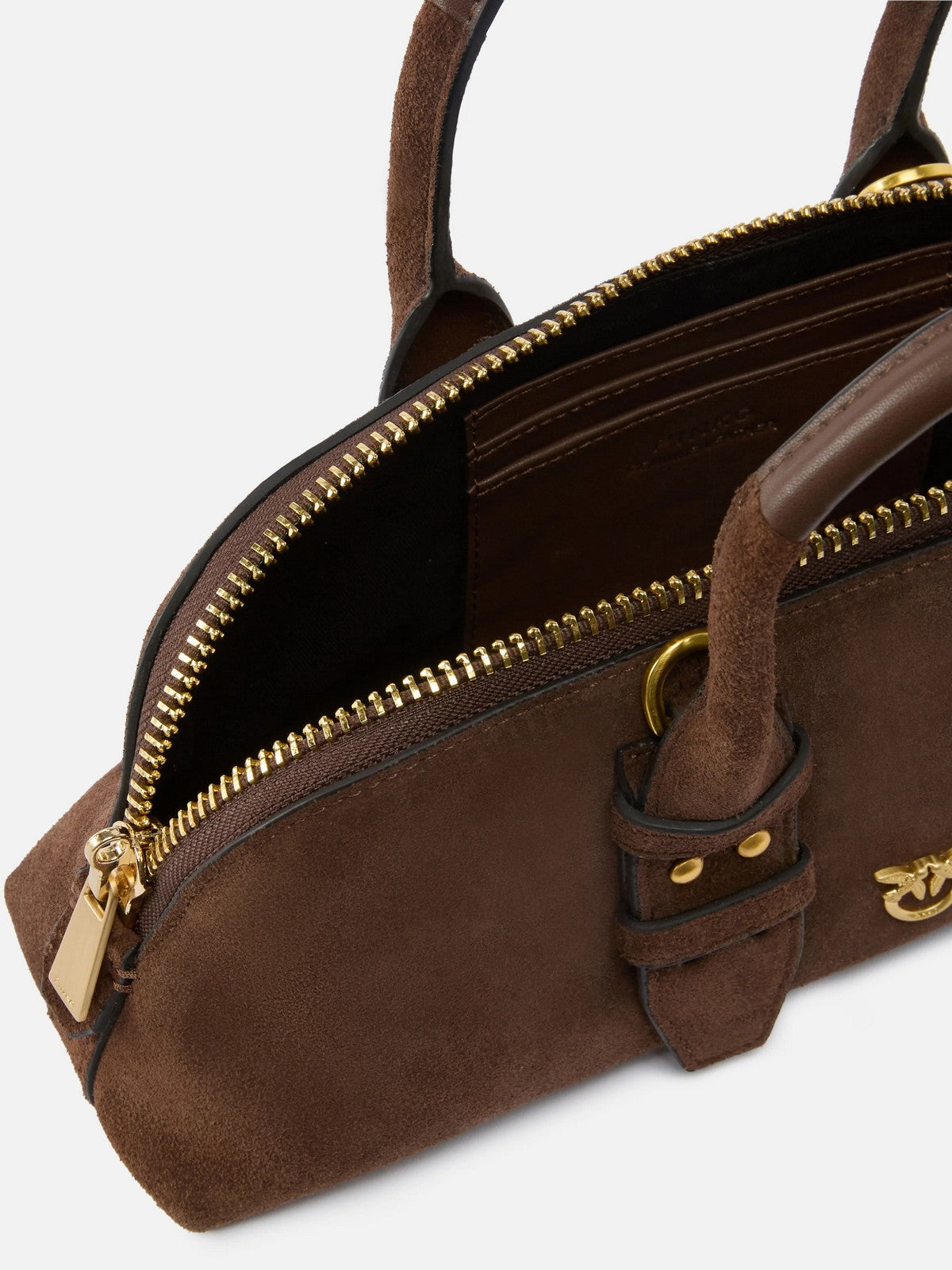 PINKO Borsa Donna BOWLING BAG HORIZONTAL SUEDE 105334-A2JH L74V MARRONE CASTANO MATT GOLD