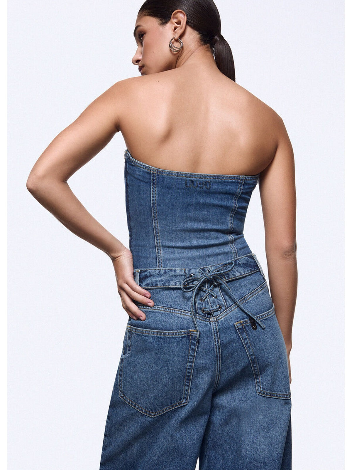 LIU JO feat. ELODIE Top Donna UA6506D0399 79157 Den.md.Blue intrecci