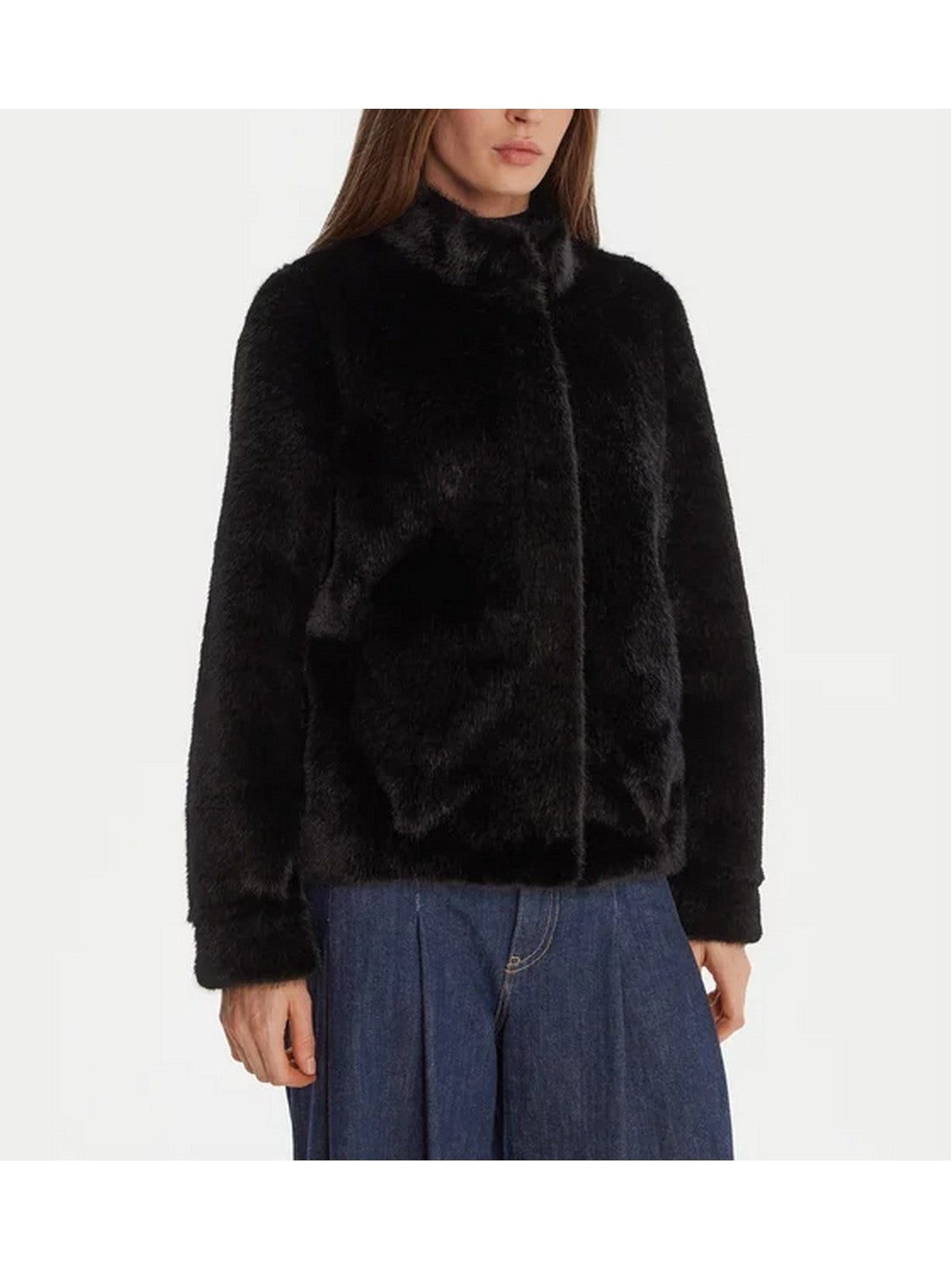 GUESS Pelliccia Donna LUNA FAUX FUR JACKET W5BL64 W3920 JBLK Jet Black A996