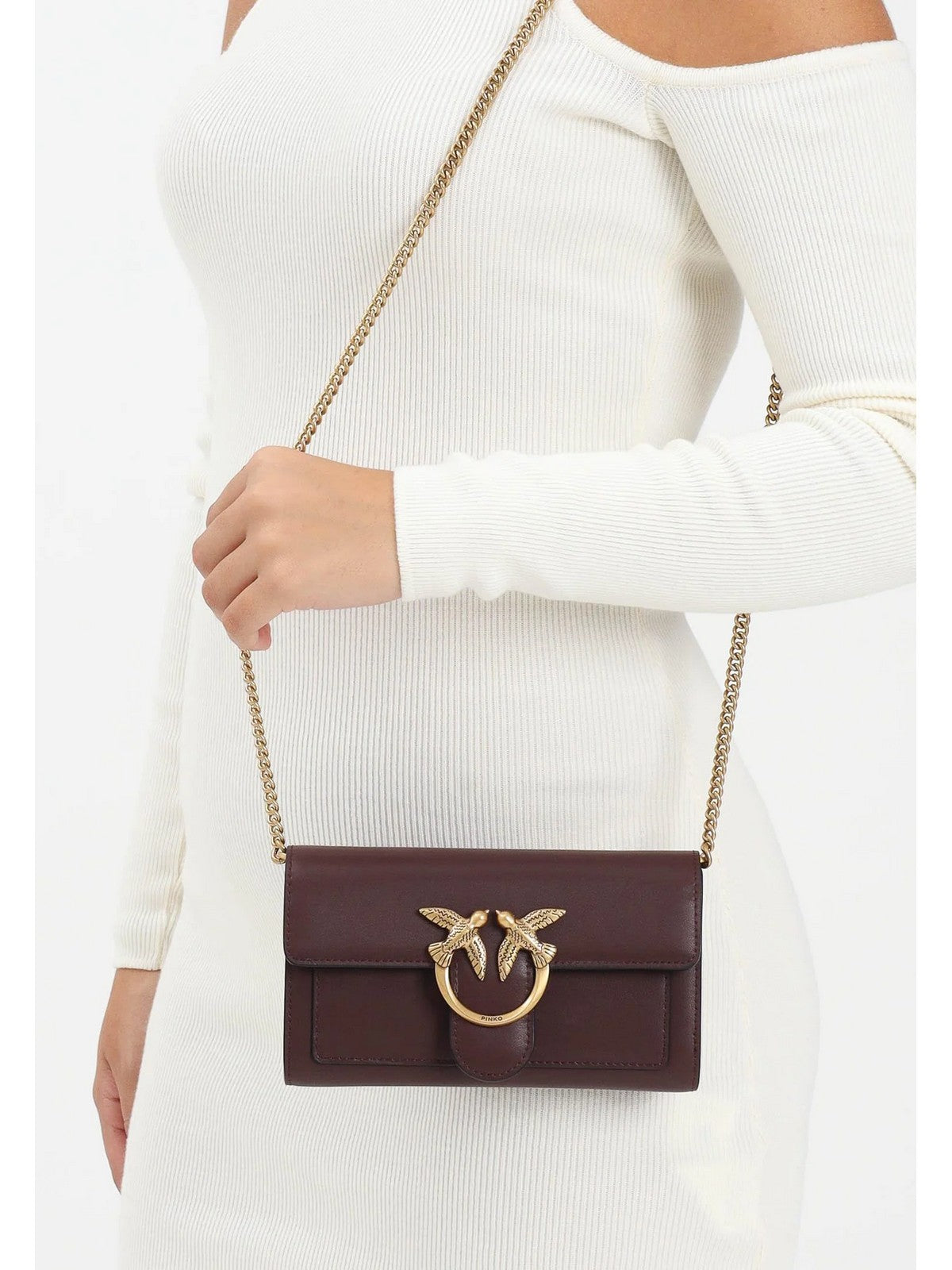 PINKO Borsa Donna LOVE ONE WALLET C 100062-A0F1 L86Q CIOCC. AMARO-ANTIQUE GOLD gioboutiqueweb