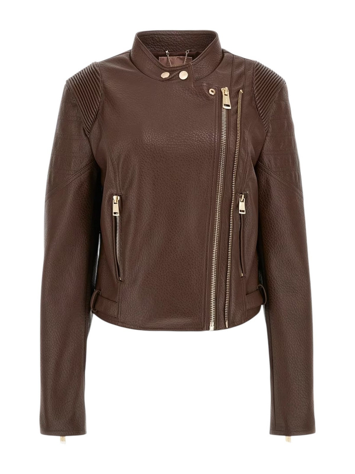 GUESS Giubbino Donna JEANNINE PU STITCHED JACKET W5YL19 WHDS0 FN09 REGAL BROWN MULTI