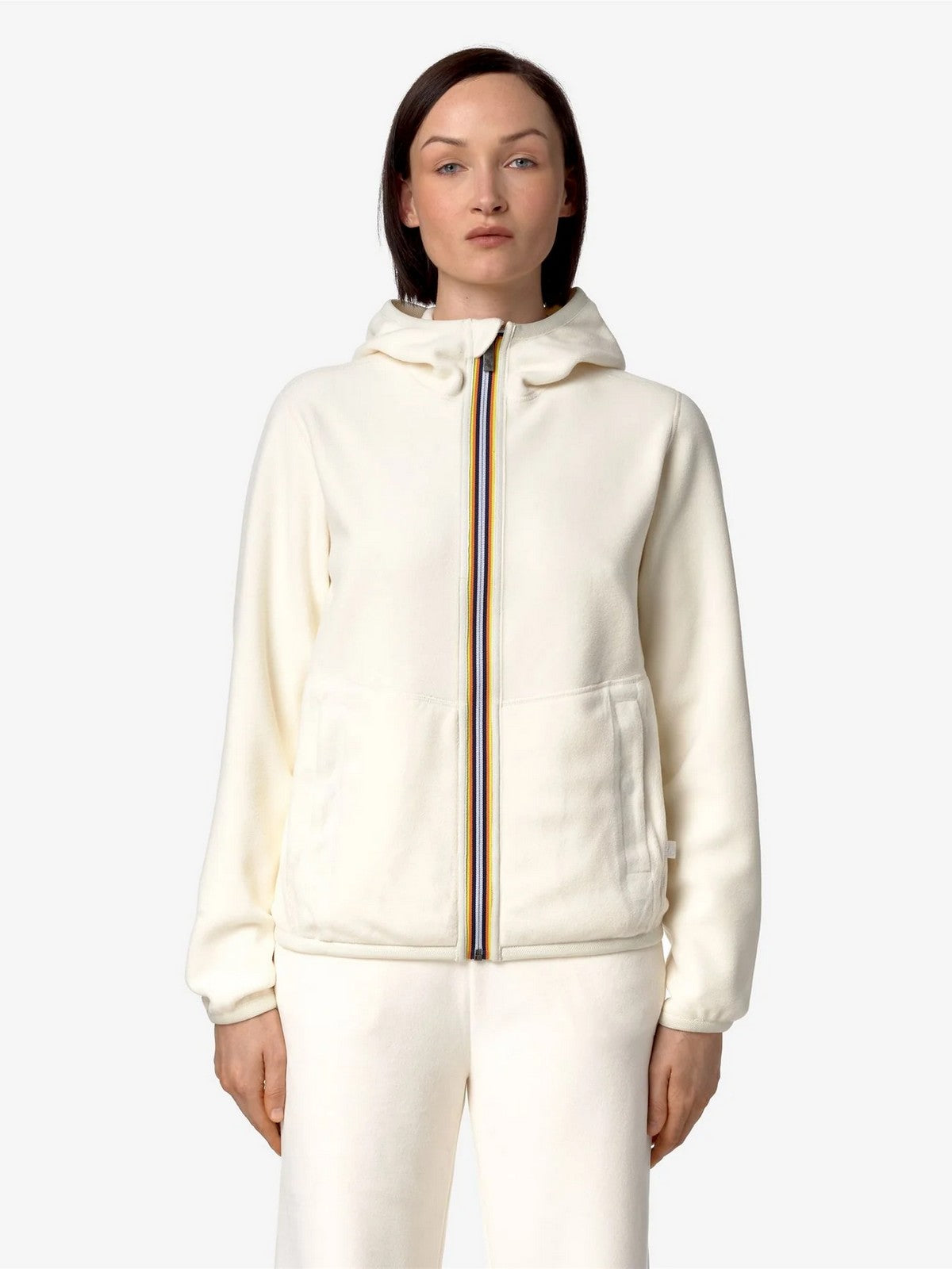 K-Way Women's Lily Velor Polar Double K8138NW AV9 White Jacket