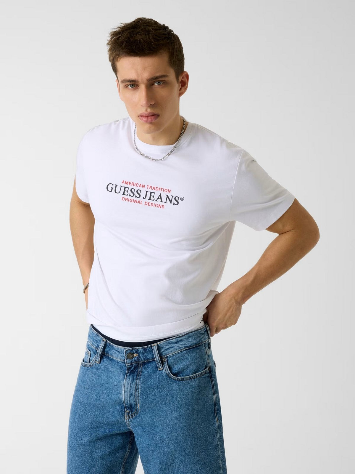 GUESS T-shirt Uomo GJ SS CN REG AMERICAN TRAD TEE M4YI42 K8FQ4 G011 PURE WHITE