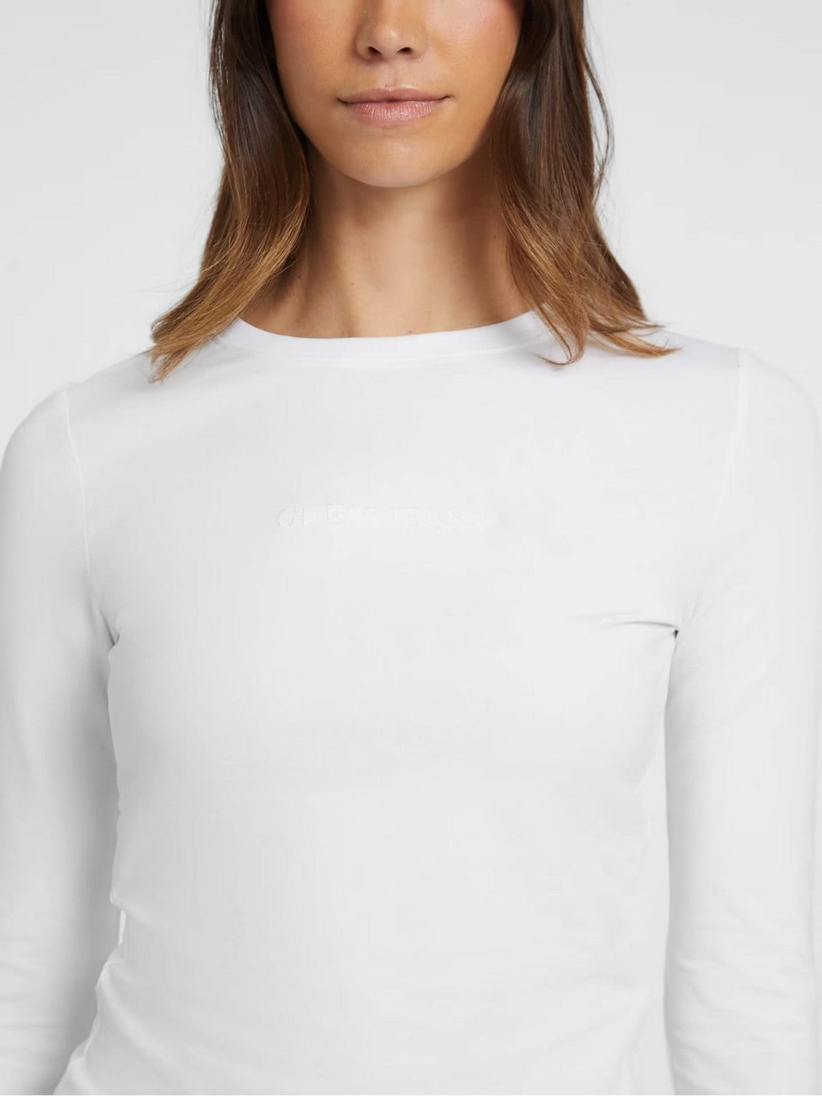 GUESS T-Shirt e Polo Donna GJ LS CN SLIM LOGO EMB TEE W4YI22 J1314 G011 Bianco gioboutiqueweb