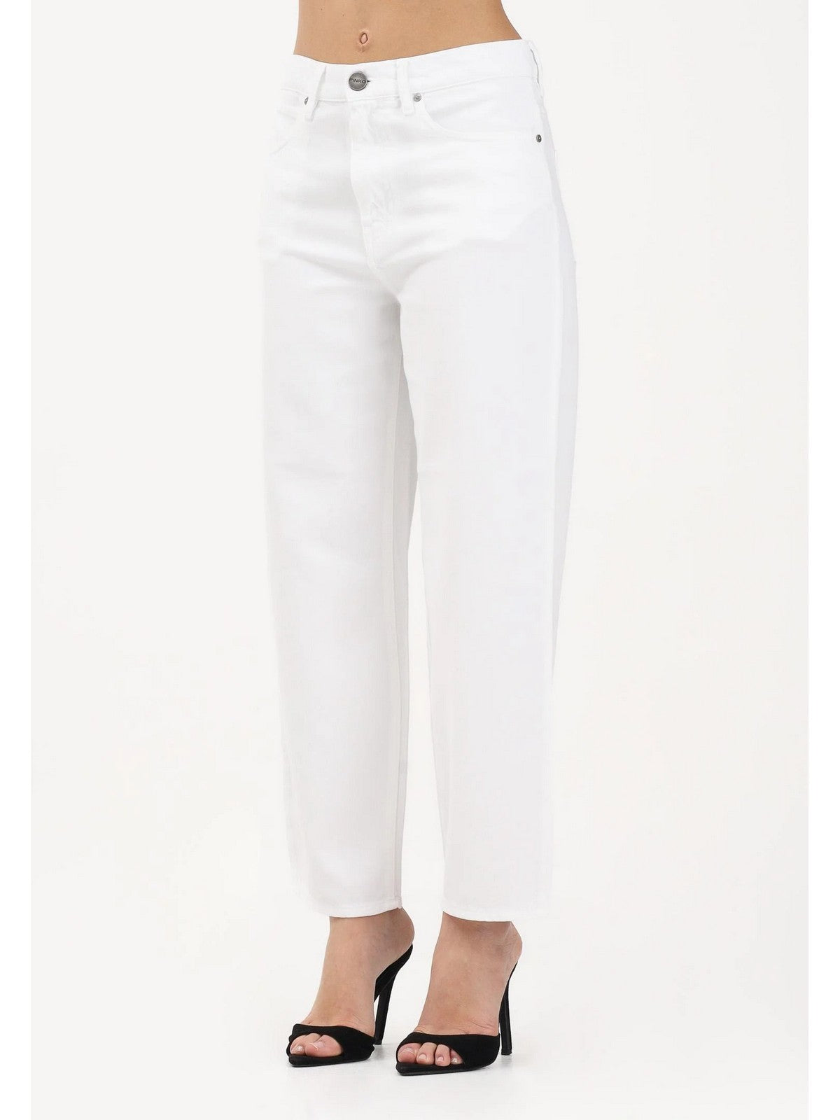 PINKO Jeans Donna ESTELLE EGG BULL SLEGATO 103857-A3E1 Z04 BIANCO BRILL.