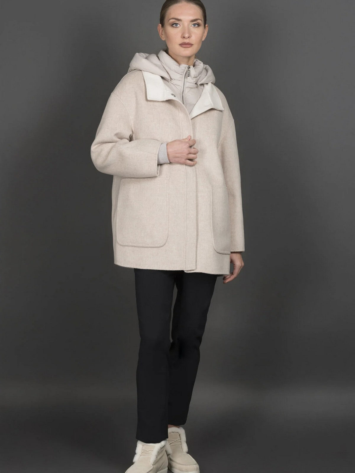 MOORER Piumino Donna NATISHA-CWB MODGI100980 TEPAG25 SABBIA/ANGORA