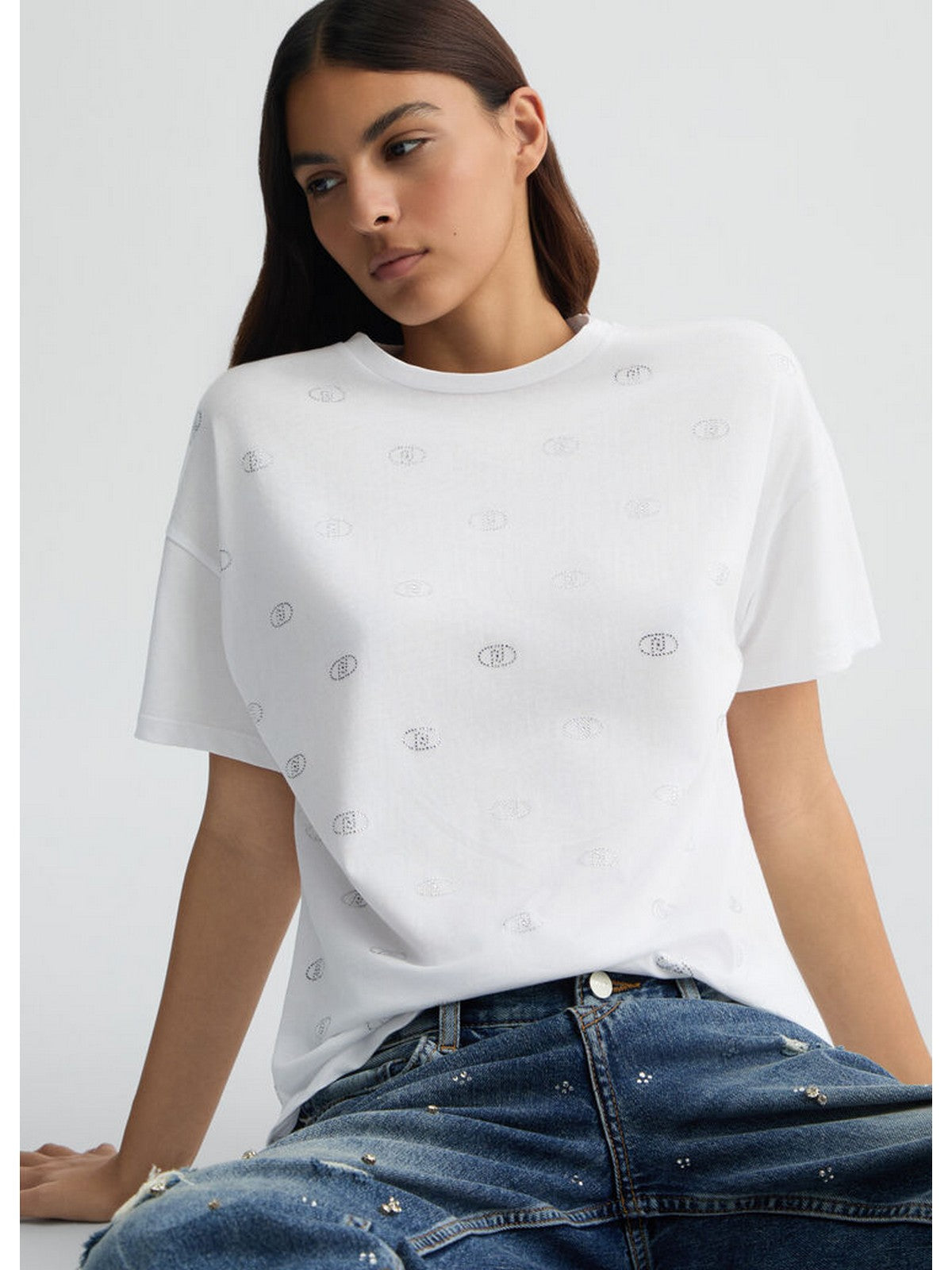 LIU JO WHITE T-shirt Donna WA5147JS923 M9497 Bianco gioboutiqueweb