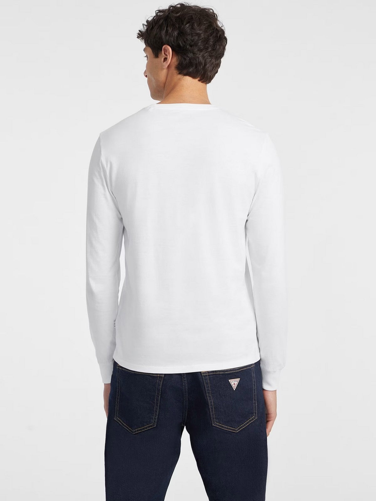 GUESS T-shirt Uomo GJ LS CN SLIM AMERICAN TR TEE M4YI54 K8HM0 G011 PURE WHITE