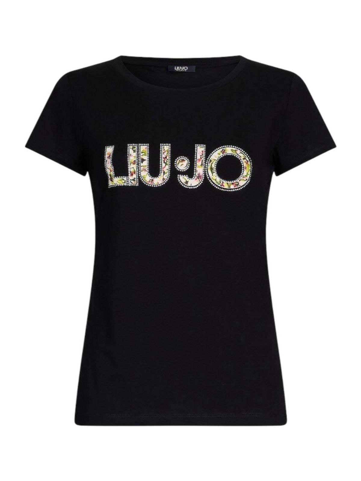 LIU JO BEACHWEAR T-shirt Donna VA5154JS003 W9449 NERO/FLOWERS gioboutiqueweb