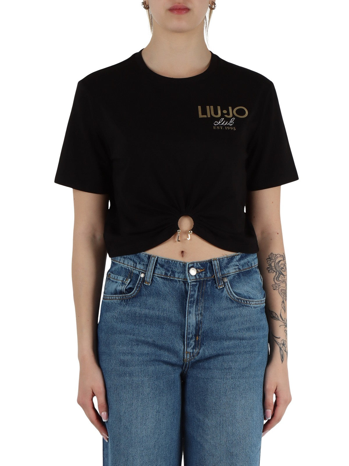 LIU JO WHITE T-shirt Donna WA5139JS923 M9625 Nero gioboutiqueweb